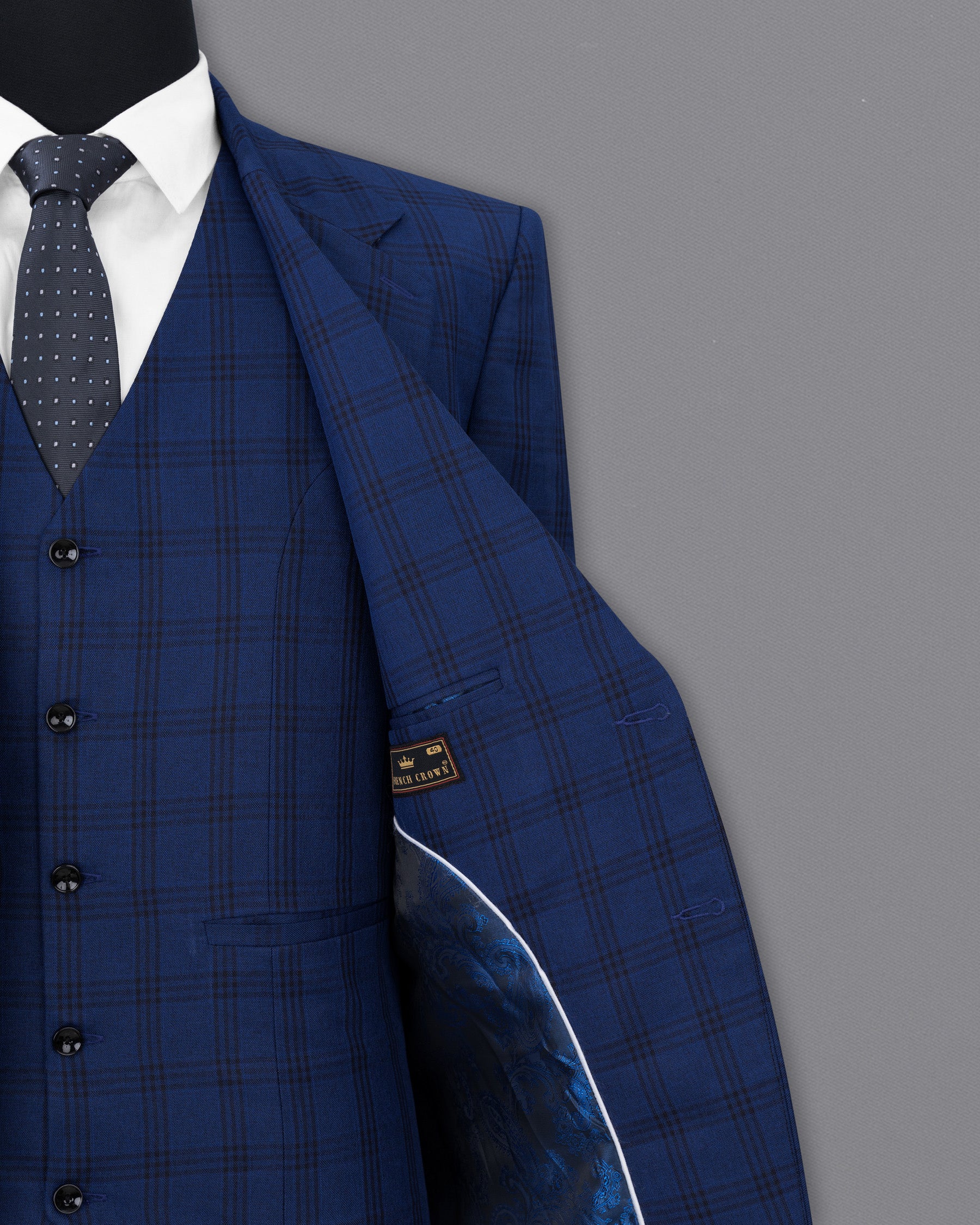 Dark Byzantium Blue Plaid Suit