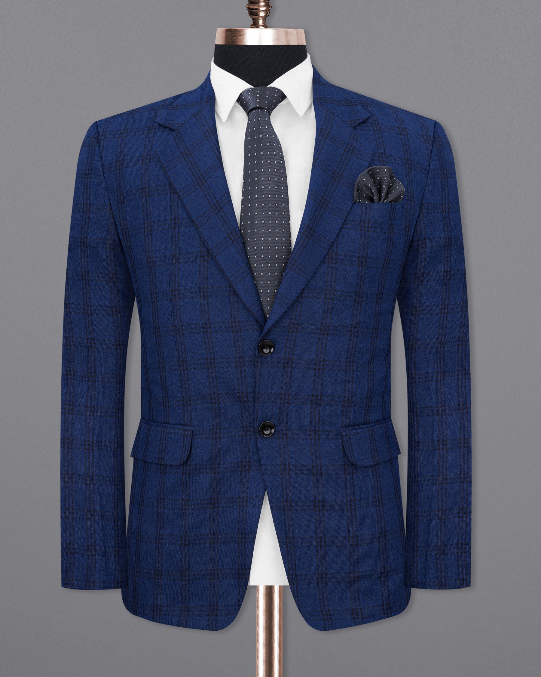 Dark Byzantium Blue Plaid Suit