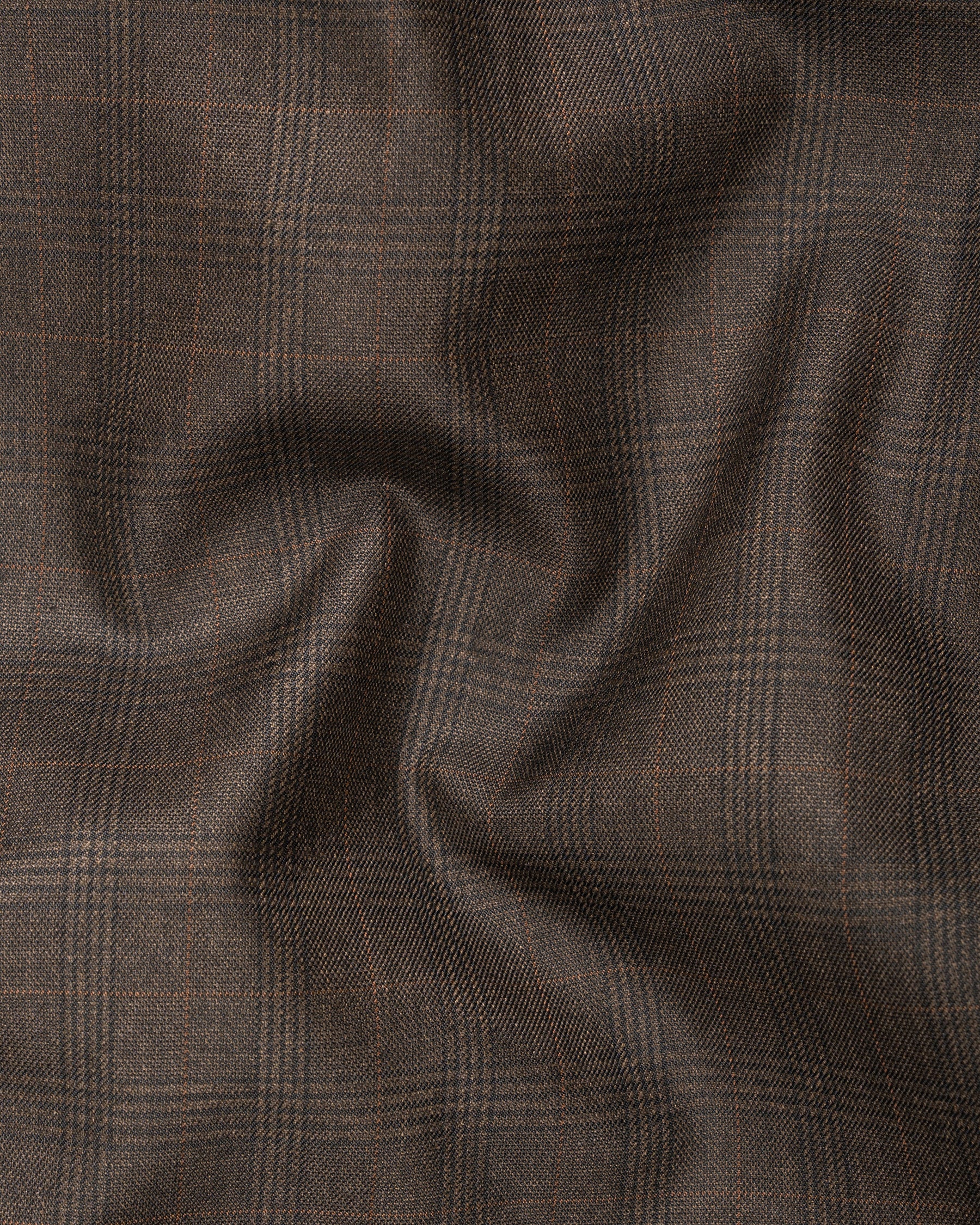 Wenge Brown Subtle Plaid Double Breasted Suit