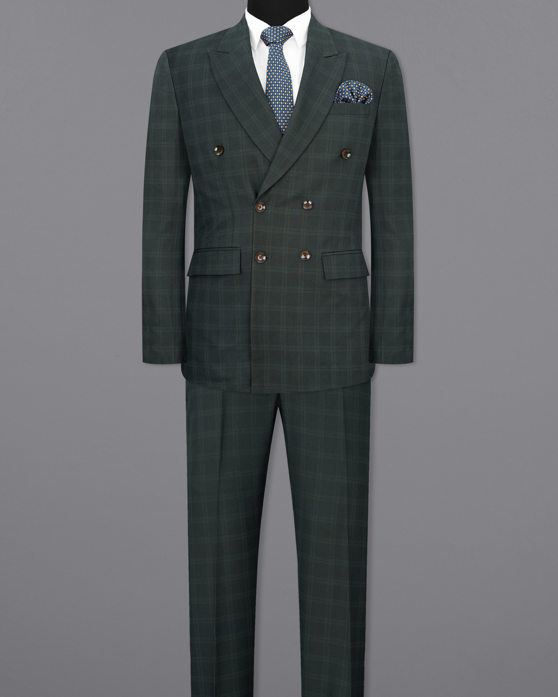 Iridium Green Windowpane Double Breasted Suit ST1717-DB-36, ST1717-DB-38, ST1717-DB-40, ST1717-DB-42, ST1717-DB-44, ST1717-DB-46, ST1717-DB-48, ST1717-DB-50, ST1717-DB-52, ST1717-DB-54, ST1717-DB-56, ST1717-DB-58, ST1717-DB-60