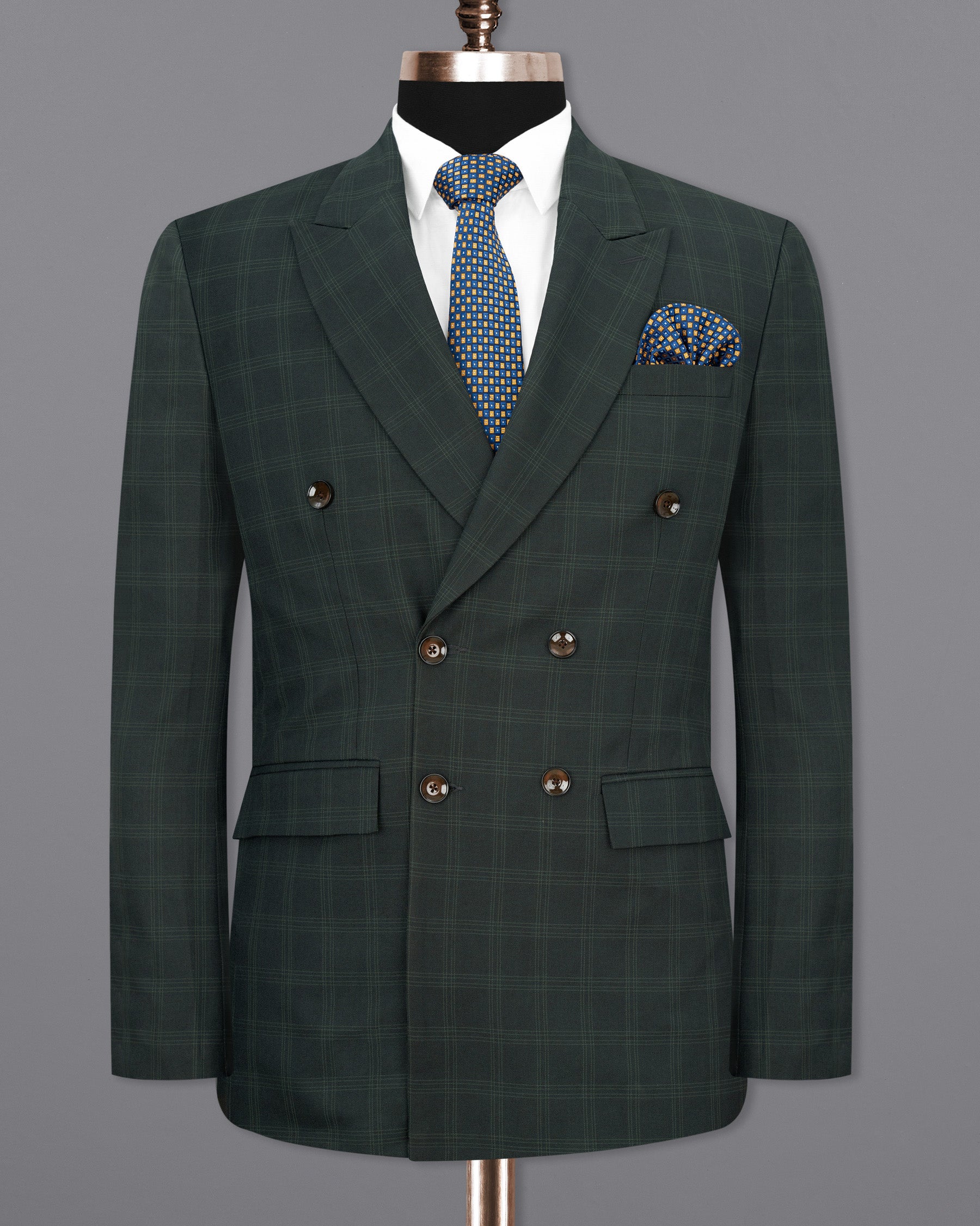 Iridium Green Windowpane Double Breasted Suit ST1717-DB-36, ST1717-DB-38, ST1717-DB-40, ST1717-DB-42, ST1717-DB-44, ST1717-DB-46, ST1717-DB-48, ST1717-DB-50, ST1717-DB-52, ST1717-DB-54, ST1717-DB-56, ST1717-DB-58, ST1717-DB-60