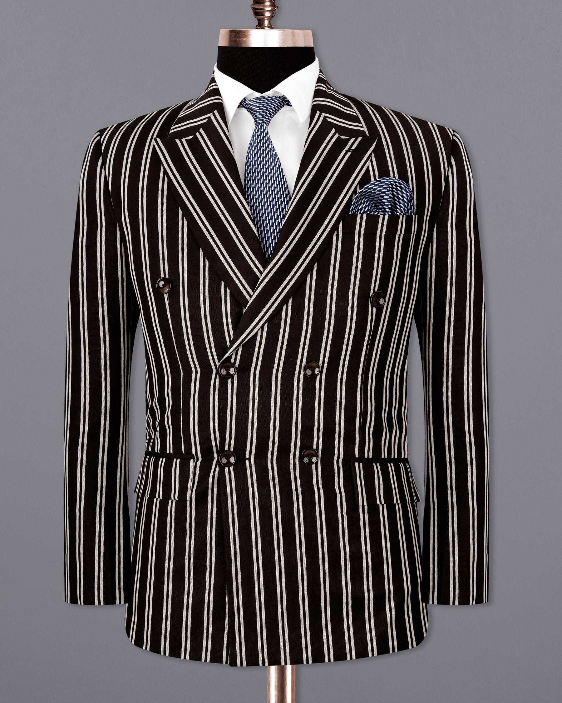 Jade Black Striped Double Breasted Suit ST1727-DB-36, ST1727-DB-38, ST1727-DB-40, ST1727-DB-42, ST1727-DB-44, ST1727-DB-46, ST1727-DB-48, ST1727-DB-50, ST1727-DB-52, ST1727-DB-54, ST1727-DB-56, ST1727-DB-58, ST1727-DB-60