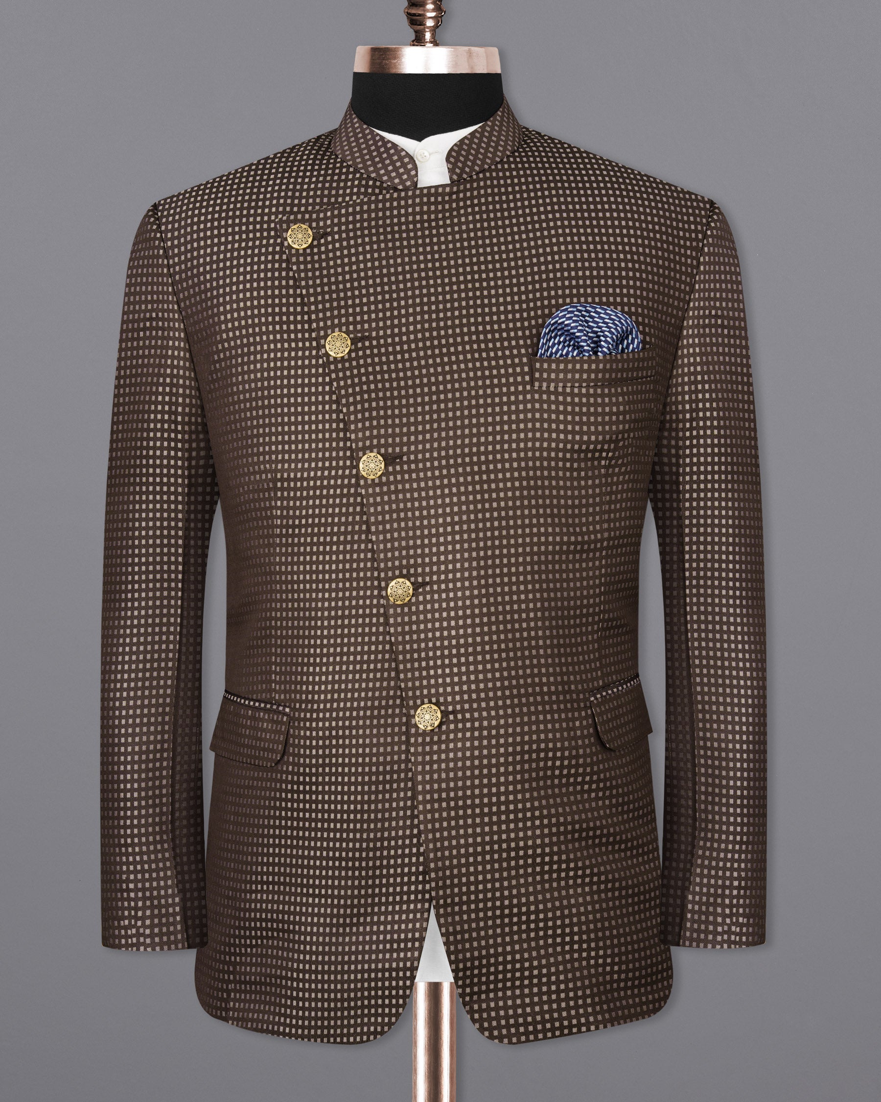 Eclipse Geometric Textured Cross Buttoned Bandhgala Suit ST1738-CBG-36, ST1738-CBG-38, ST1738-CBG-40, ST1738-CBG-42, ST1738-CBG-44, ST1738-CBG-46, ST1738-CBG-48, ST1738-CBG-50, ST1738-CBG-52, ST1738-CBG-54, ST1738-CBG-56, ST1738-CBG-58, ST1738-CBG-60