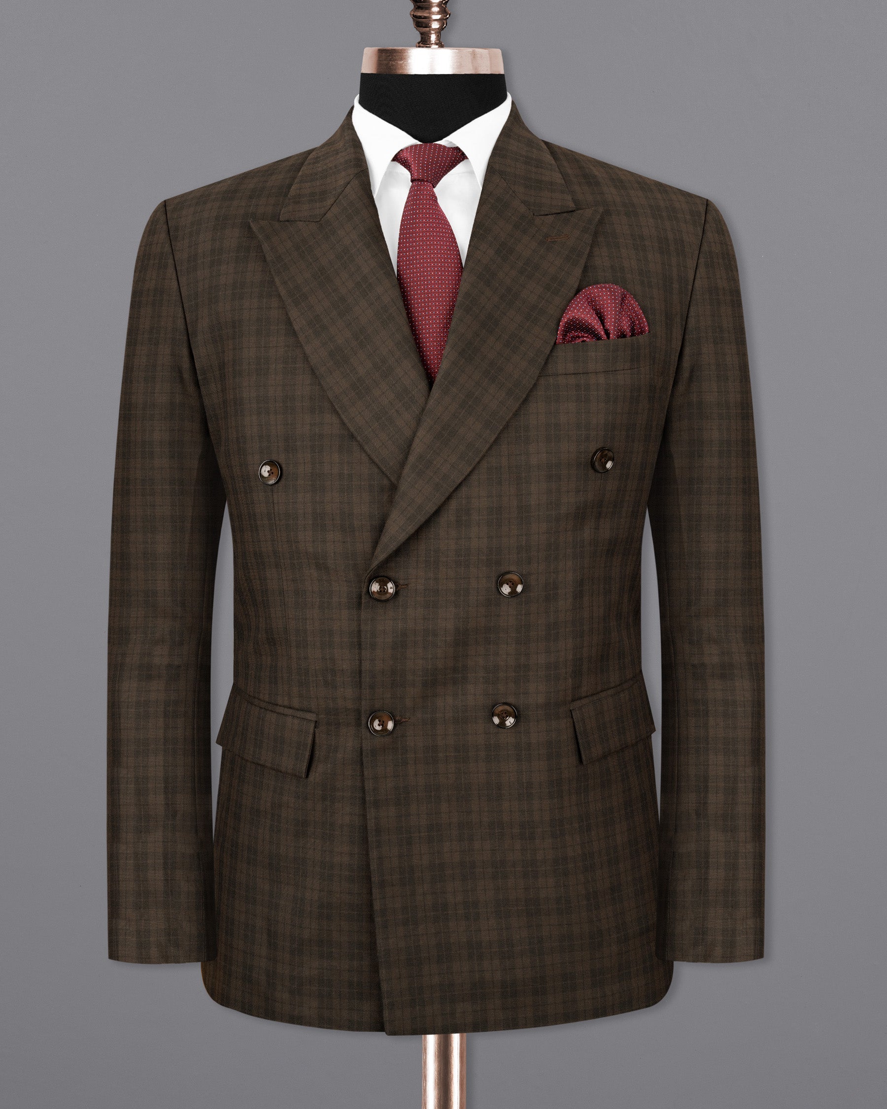 Armadillo Brown Plaid Double-breasted Suit