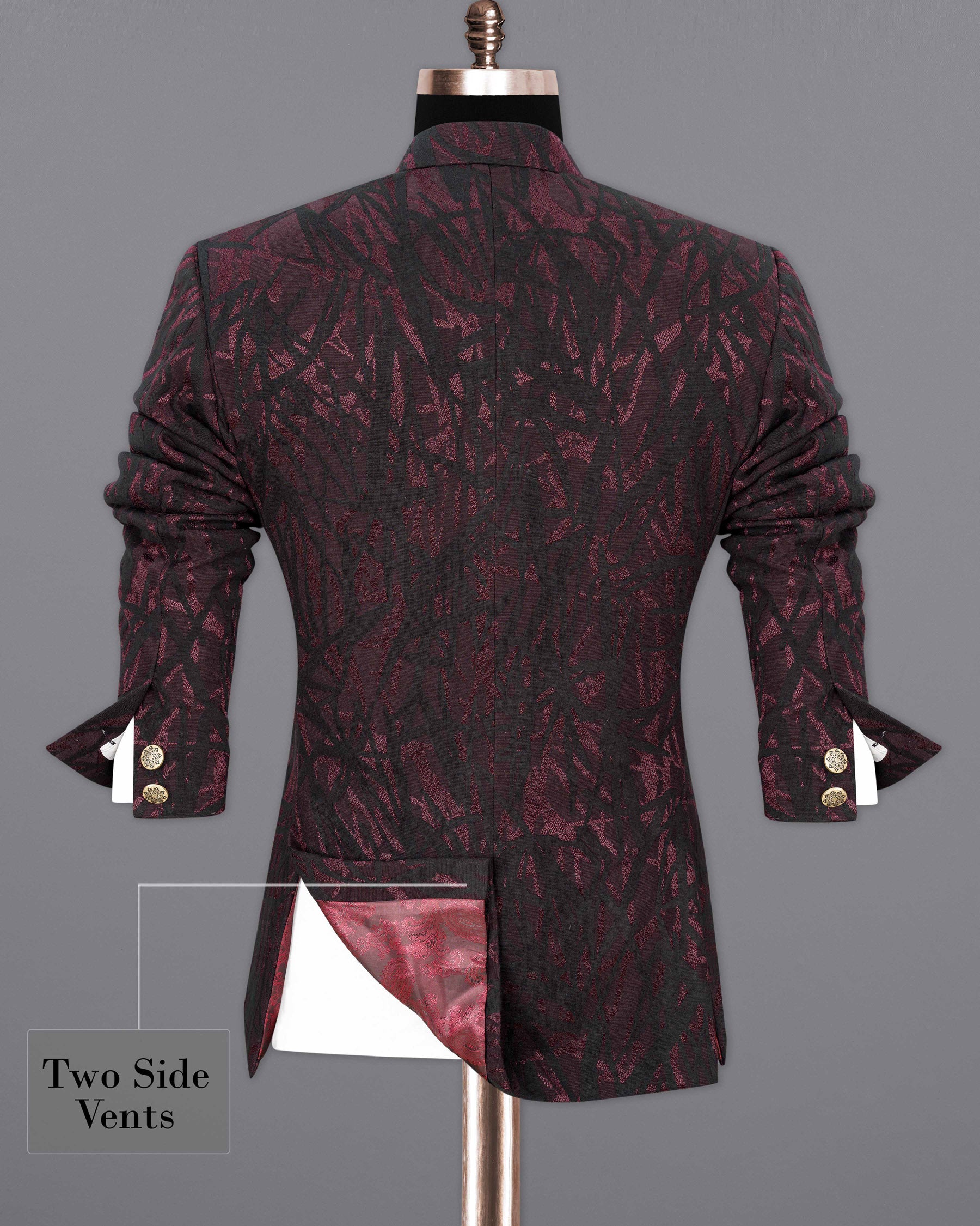 Jade Black and Puce Textured Premium Bandhgala/Jodhpuri Suits for Men.