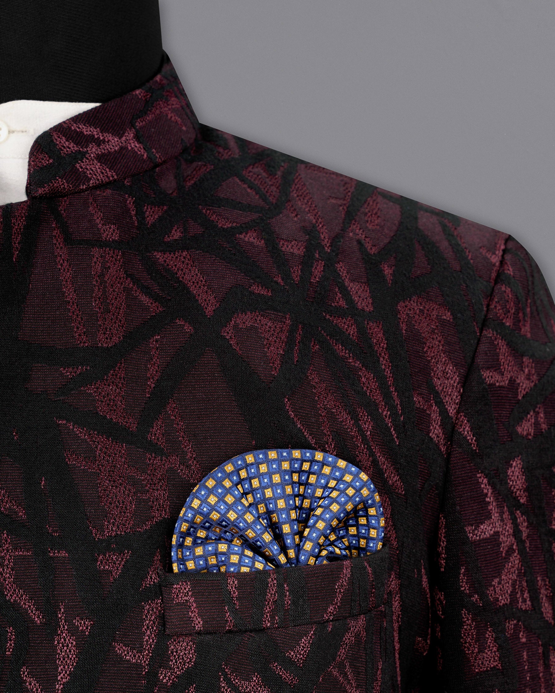 Jade Black and Puce Textured Premium Bandhgala/Jodhpuri Suits for Men.