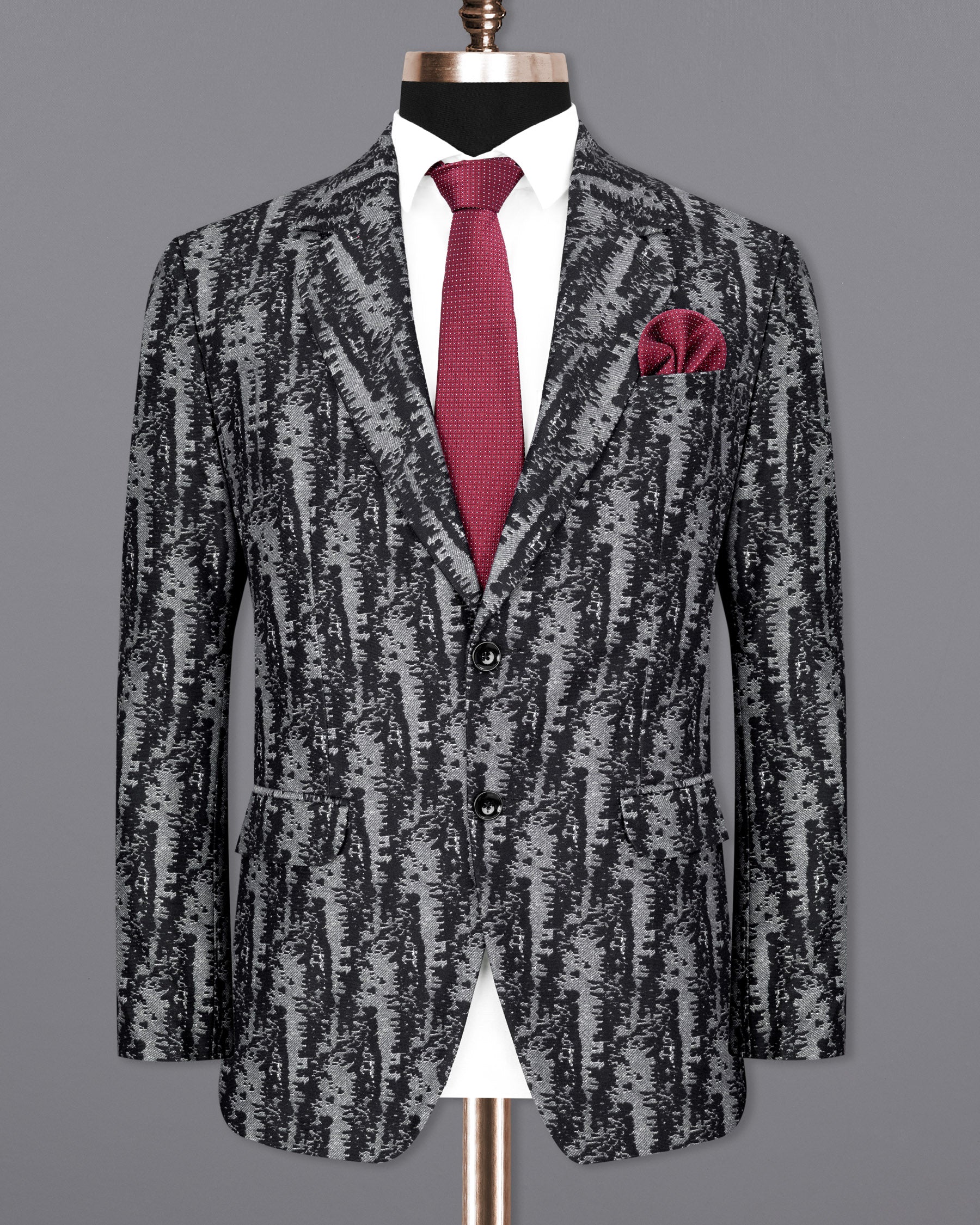 Concord Gray and Baltic Sea Black velvet Designer Suit ST1821-SB-36, ST1821-SB-38, ST1821-SB-40, ST1821-SB-42, ST1821-SB-44, ST1821-SB-46, ST1821-SB-48, ST1821-SB-50, ST1821-SB-52, ST1821-SB-54, ST1821-SB-56, ST1821-SB-58, ST1821-SB-60