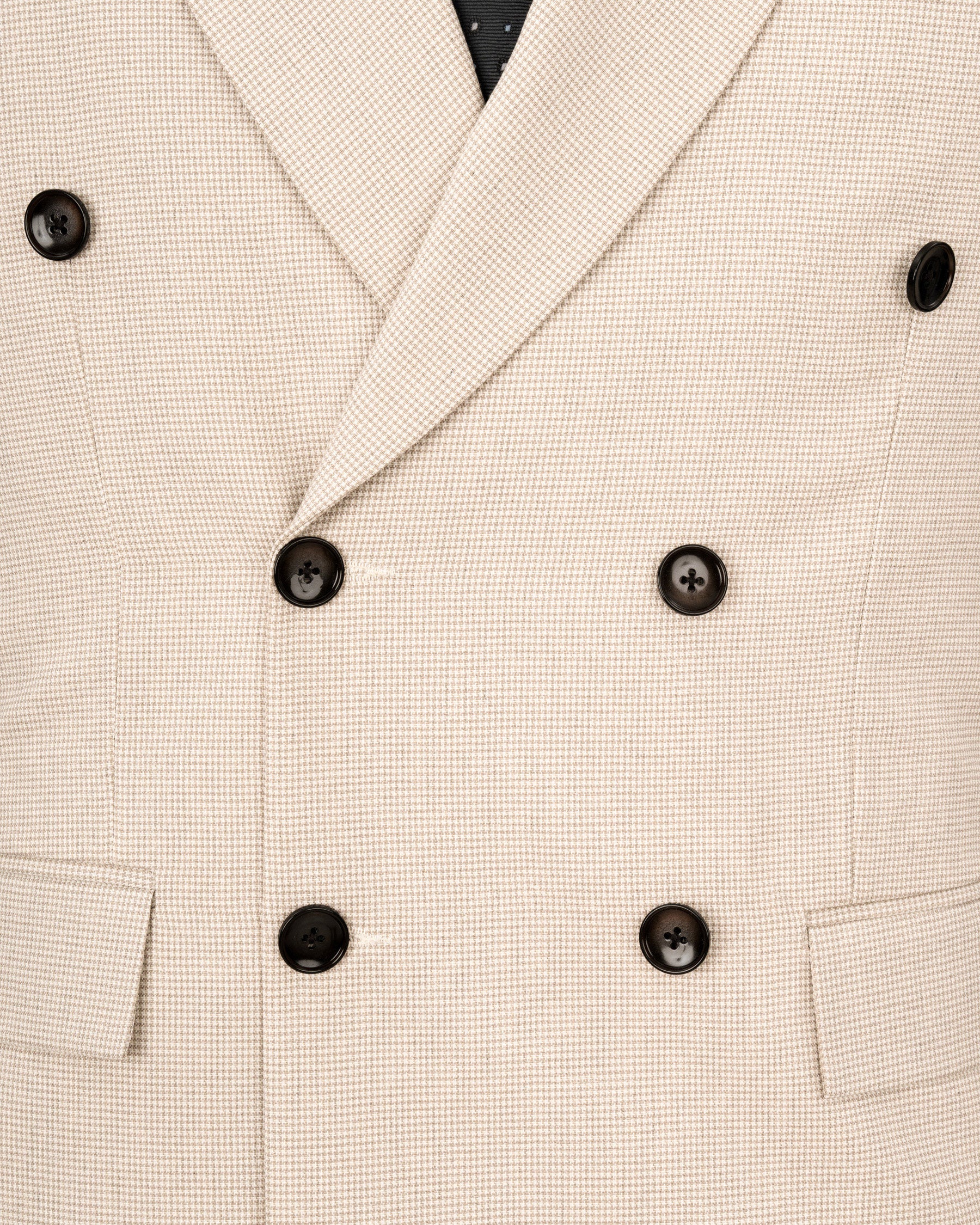 Parchment Cream Houndstooth Double Breasted Suit