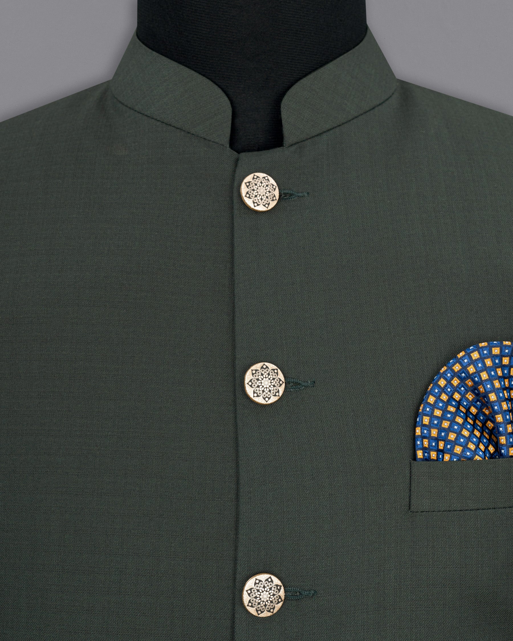 Heavy Metal Green Cross Buttoned Bandhgala Suit ST1847-CBG2-36, ST1847-CBG2-38, ST1847-CBG2-40, ST1847-CBG2-42, ST1847-CBG2-44, ST1847-CBG2-46, ST1847-CBG2-48, ST1847-CBG2-50, ST1847-CBG2-52, ST1847-CBG2-54, ST1847-CBG2-56, ST1847-CBG2-58, ST1847-CBG2-60