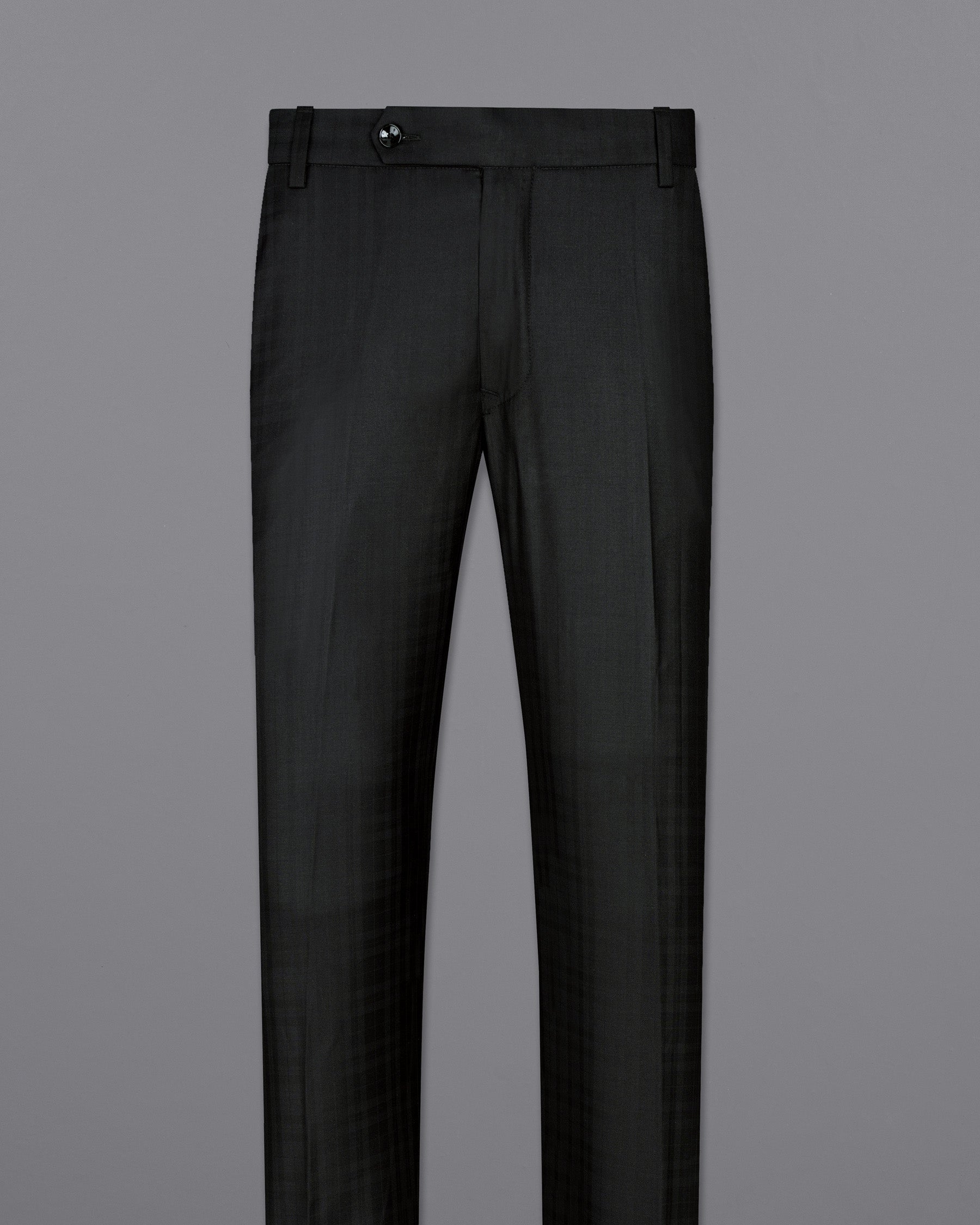 Jade Black Subtle Plaid Bandhgala Suit