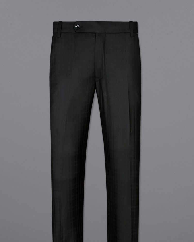 Jade Black Subtle Plaid Bandhgala Suit