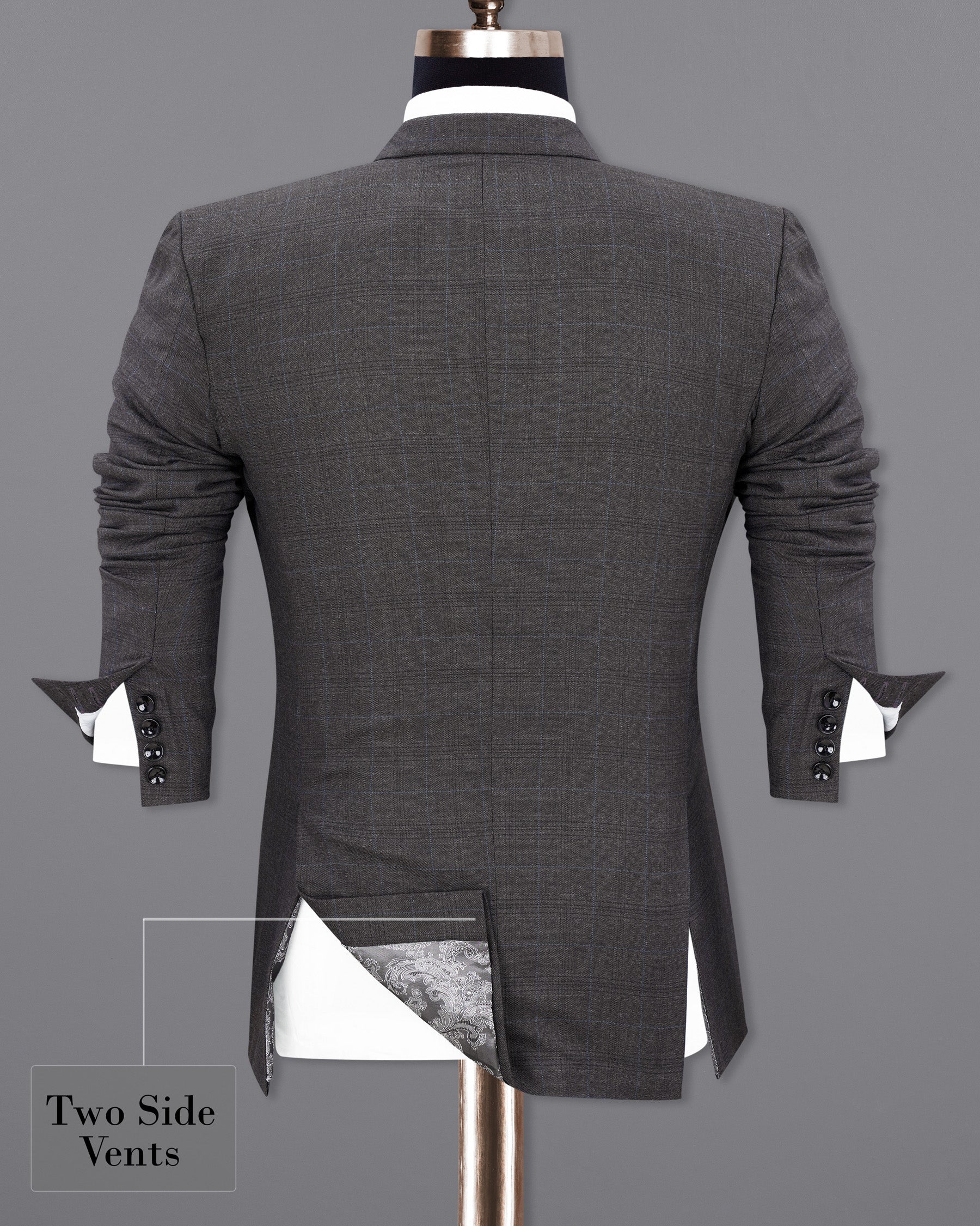 lridium with metallic Subtle Plaid Suit