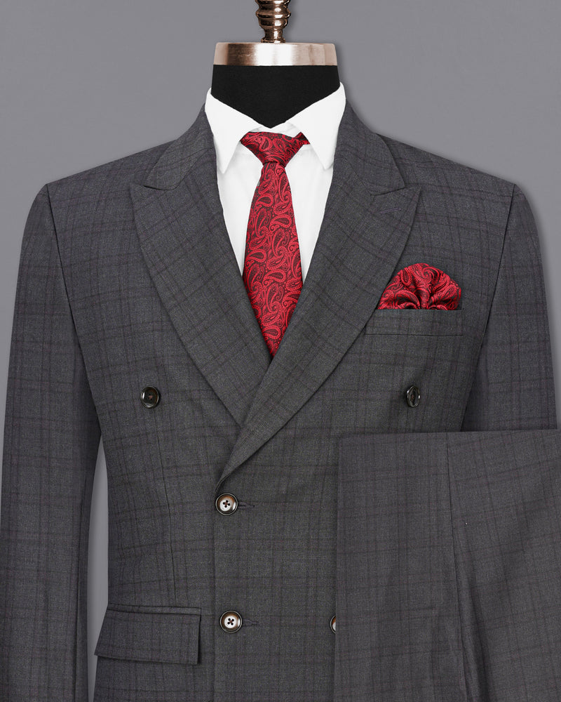 Gravel Gray Plaid Double Breasted Suit