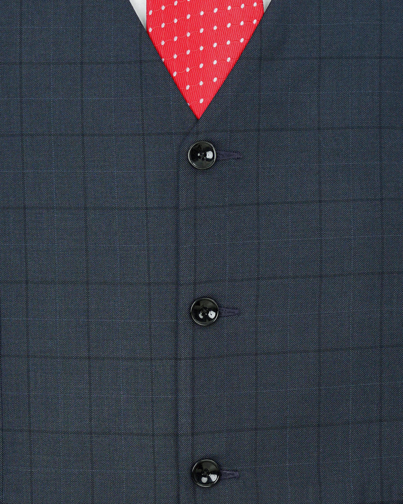 lridium with mirage plaid Windowpane Double Breasted Suit