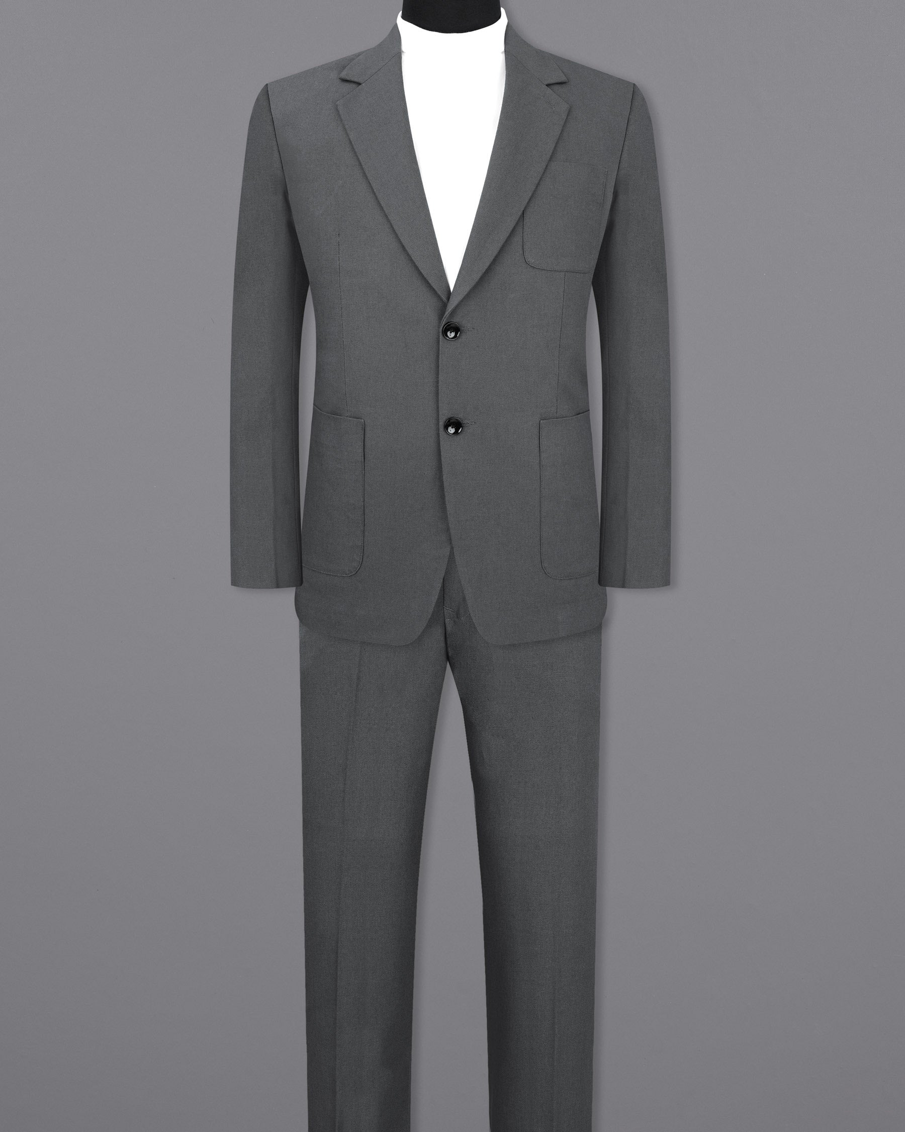 Limed Spruce Grey Single Breasted Sports Premium Cotton Suit