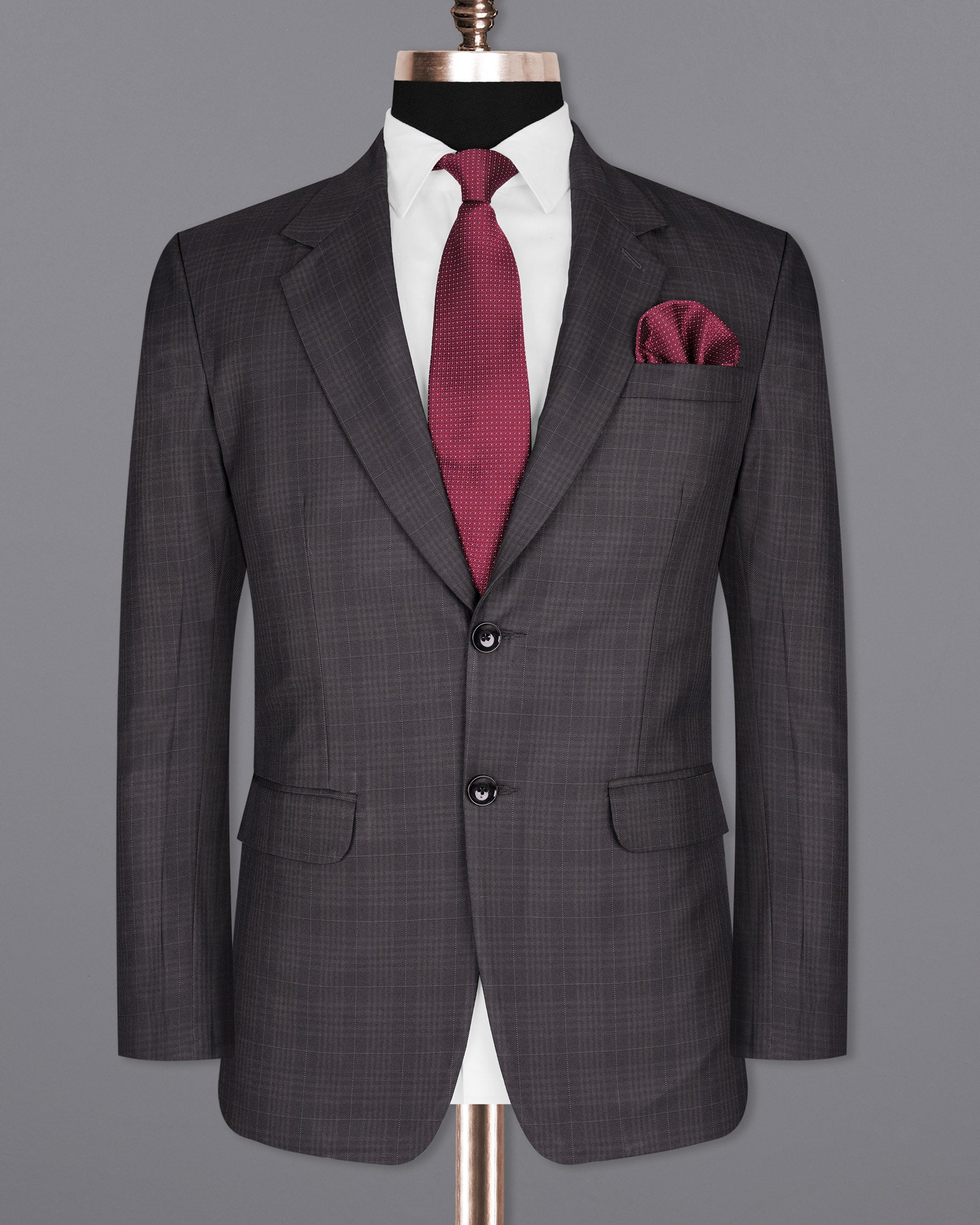 Charcoal Brown Plaid Suit