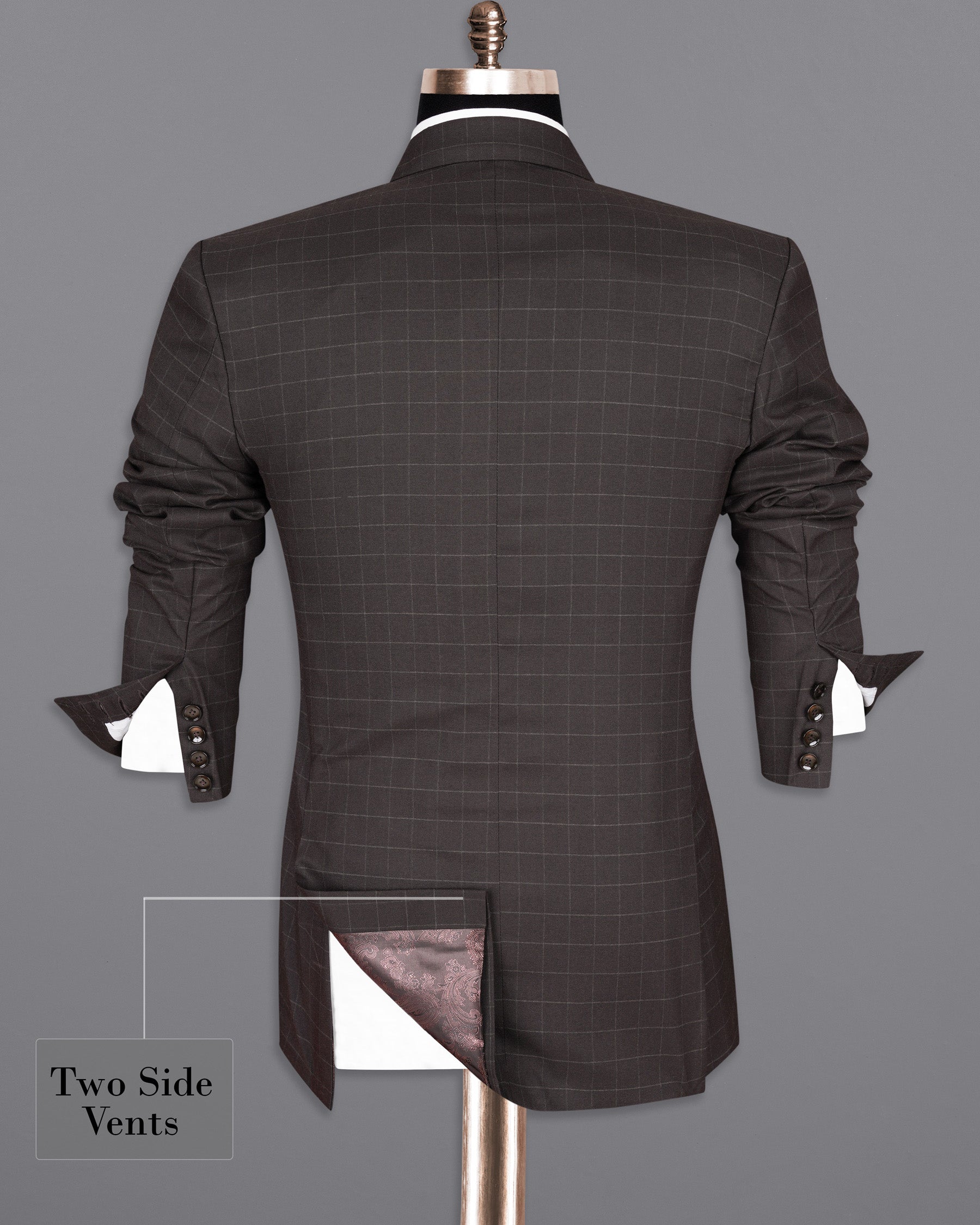 Thunder Brown windowpane Double Breasted Suit