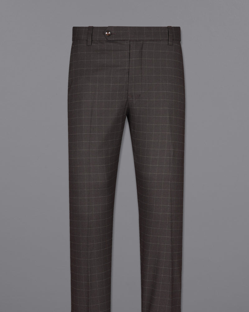 Thunder Brown windowpane Double Breasted Suit