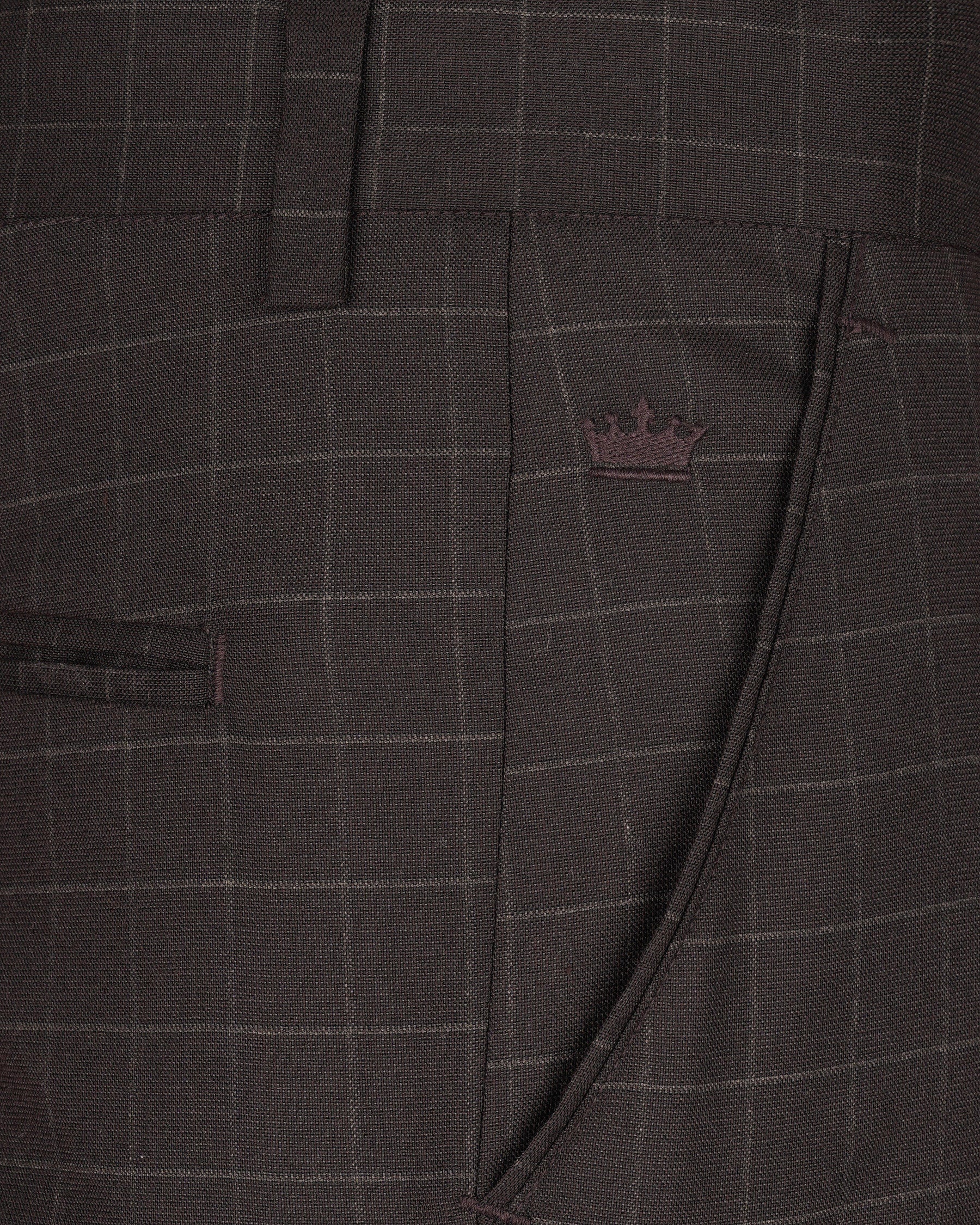 Thunder Brown windowpane Double Breasted Suit