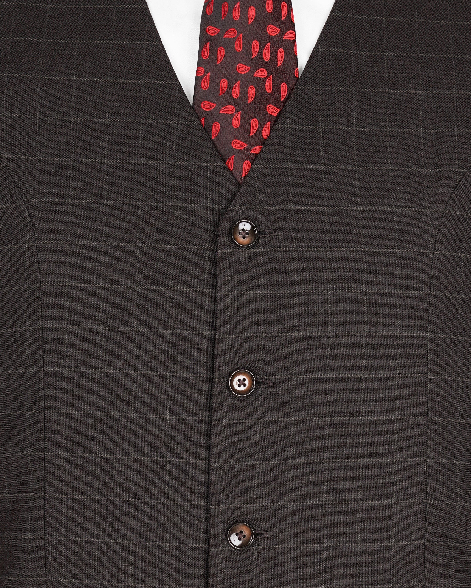 Thunder Brown windowpane Double Breasted Suit