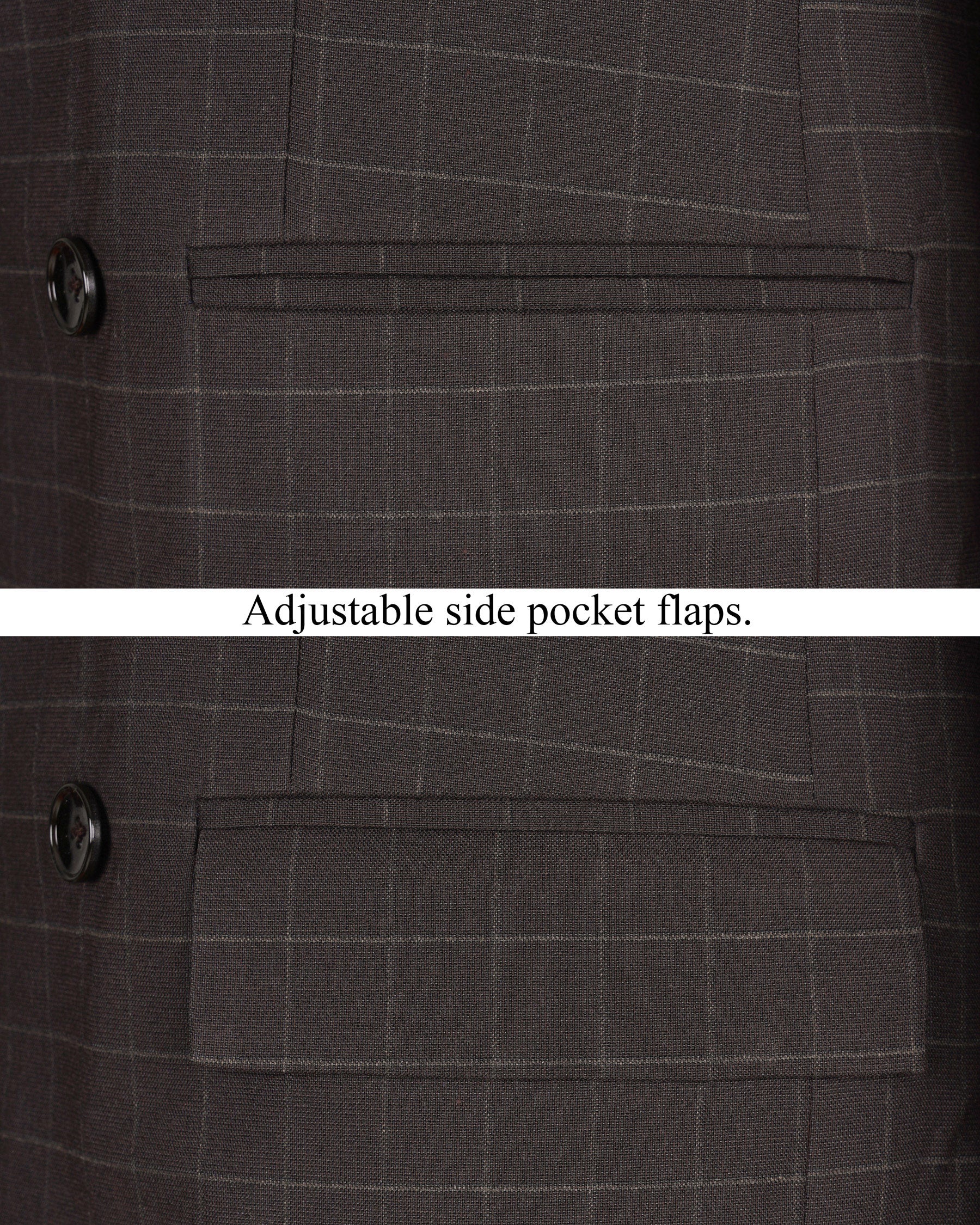 Thunder Brown windowpane Double Breasted Suit