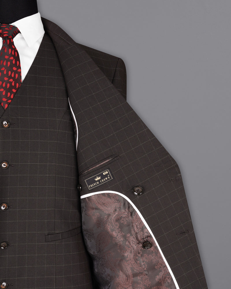 Thunder Brown windowpane Double Breasted Suit