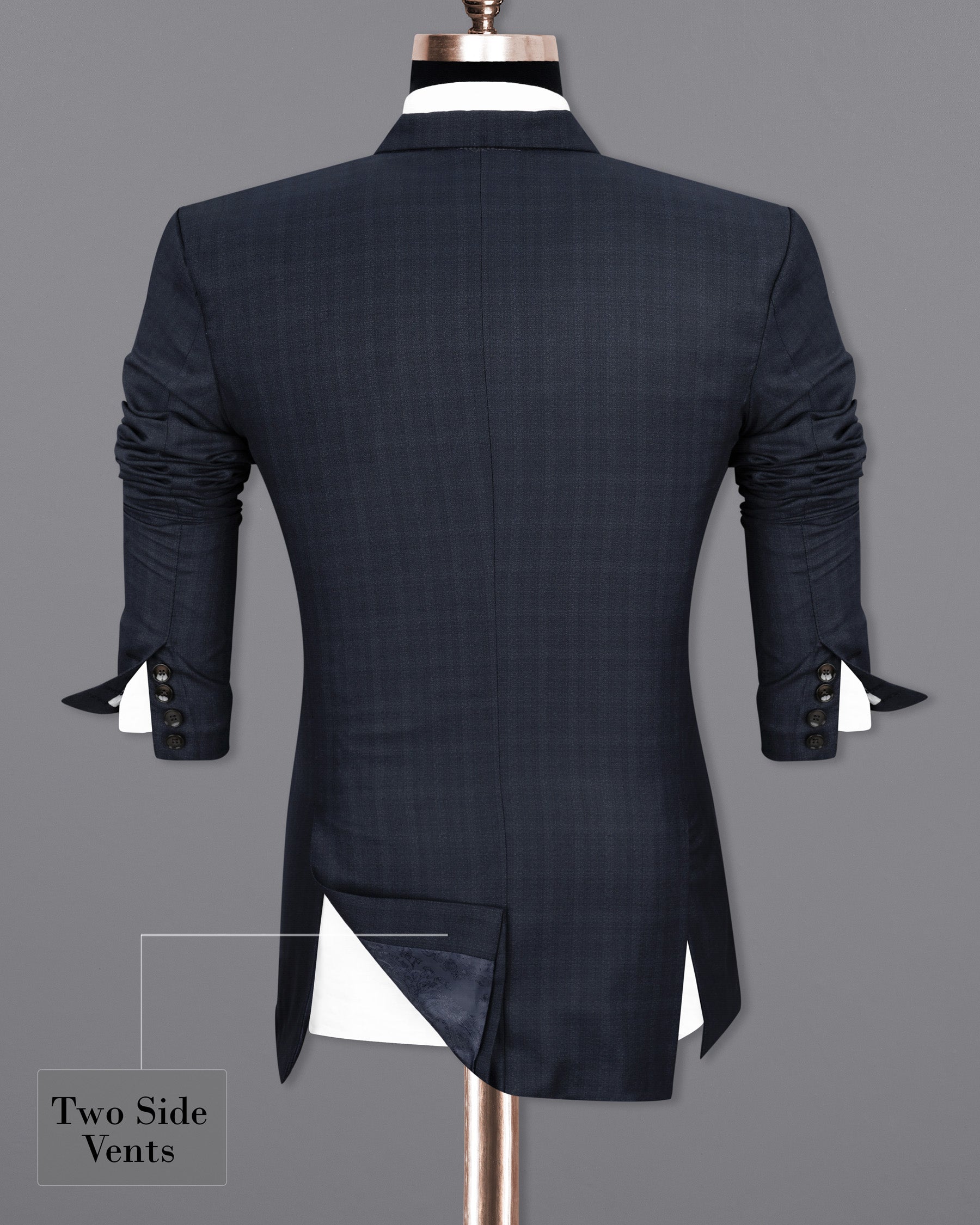 Gunmetal Blue Subtle Plaid Double Breasted Suit