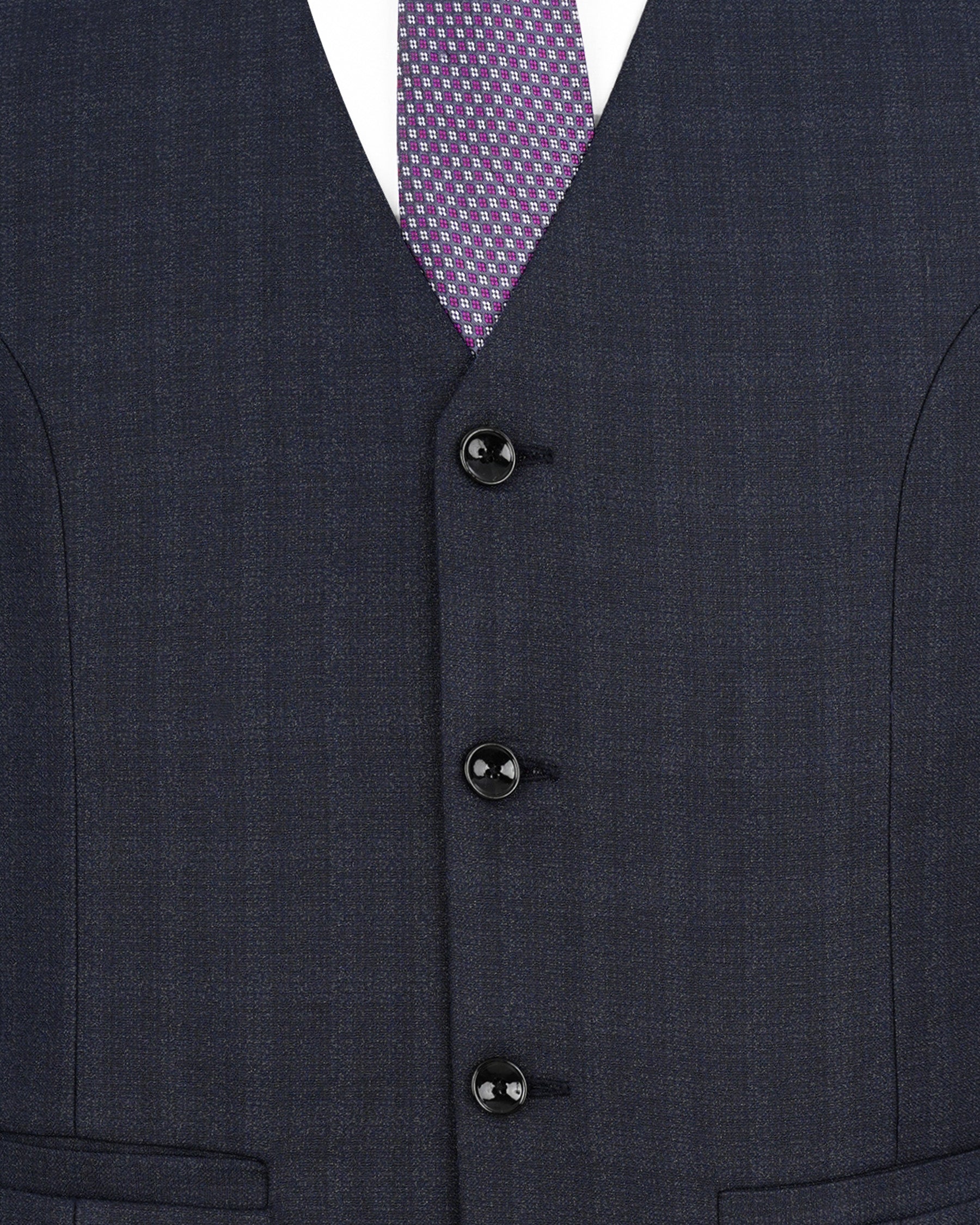 Gunmetal Blue Subtle Plaid Double Breasted Suit