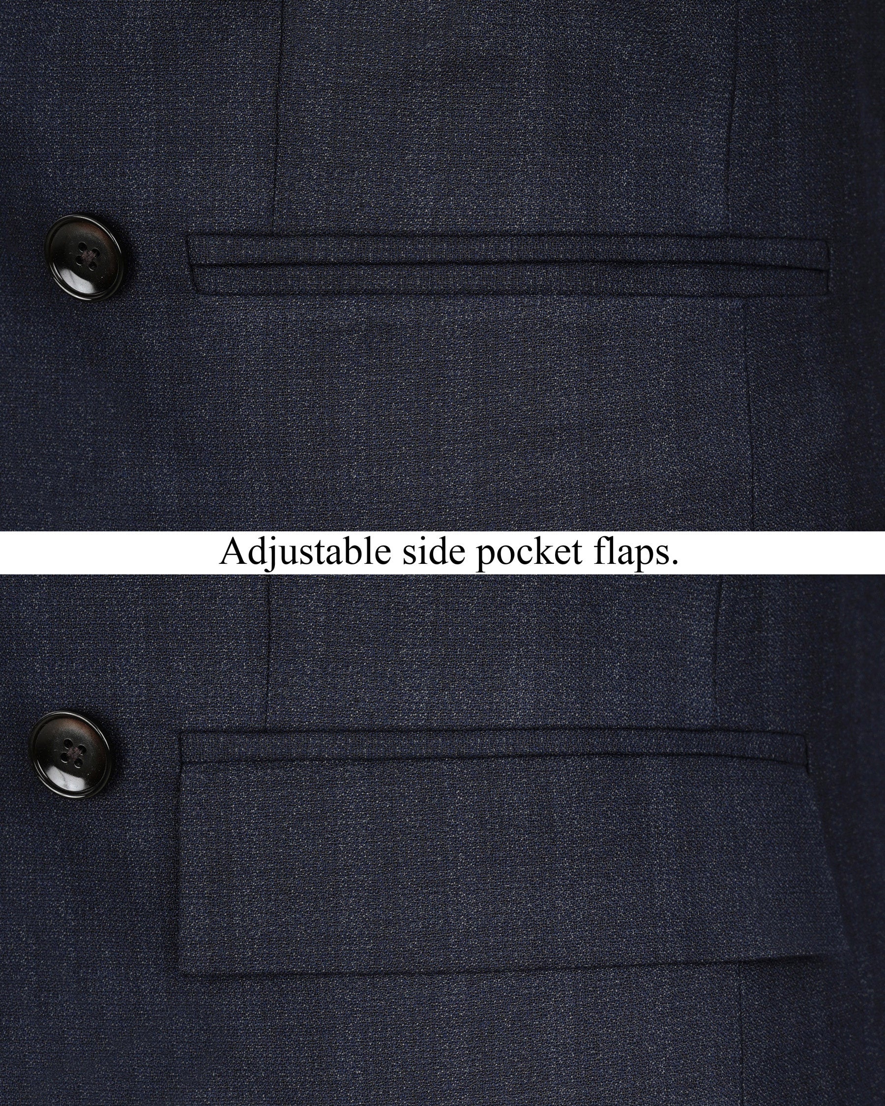 Gunmetal Blue Subtle Plaid Double Breasted Suit