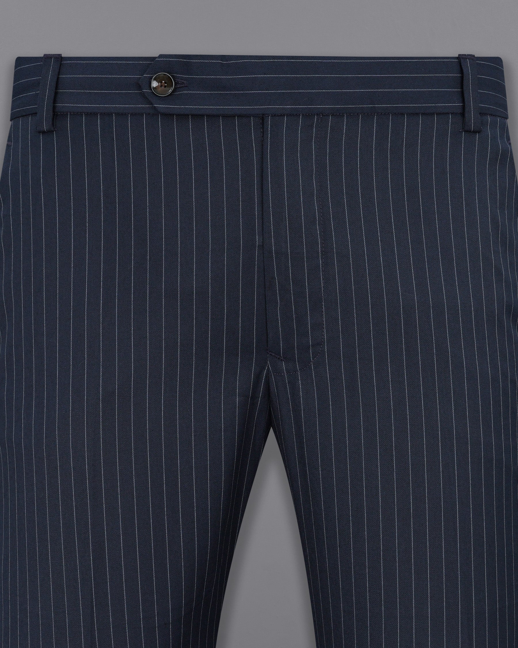 Midnight Mirage Navy Blue Striped Double-Breasted Suit