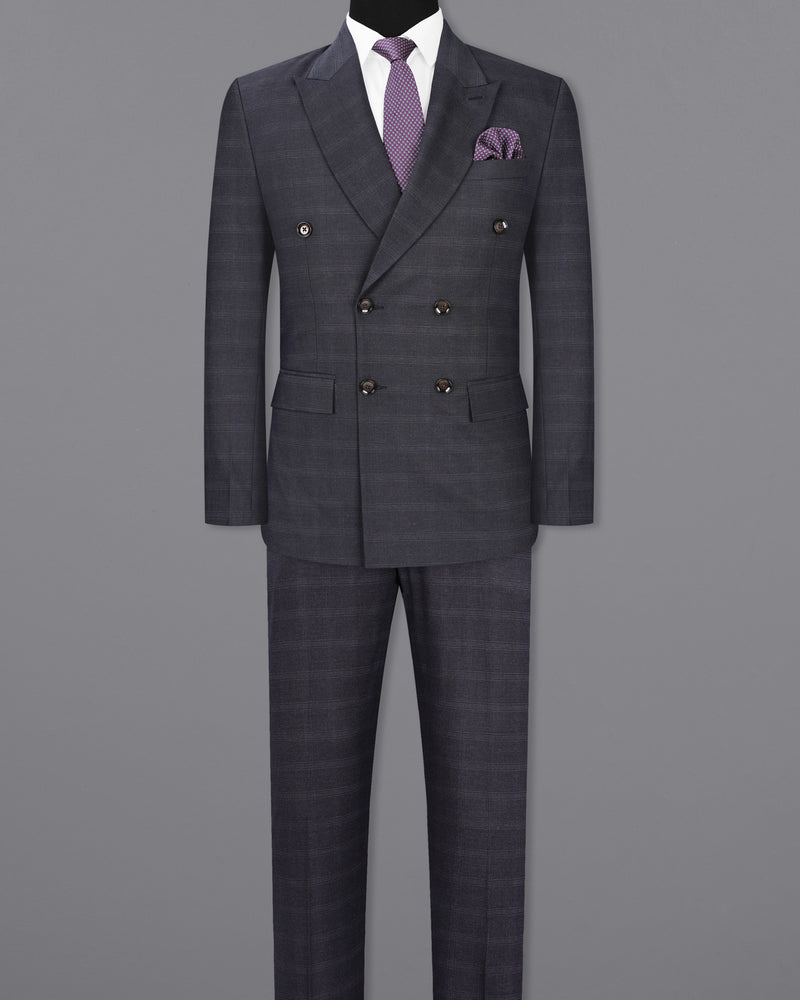 Tuatara Gray Plaid Double Breasted Suit