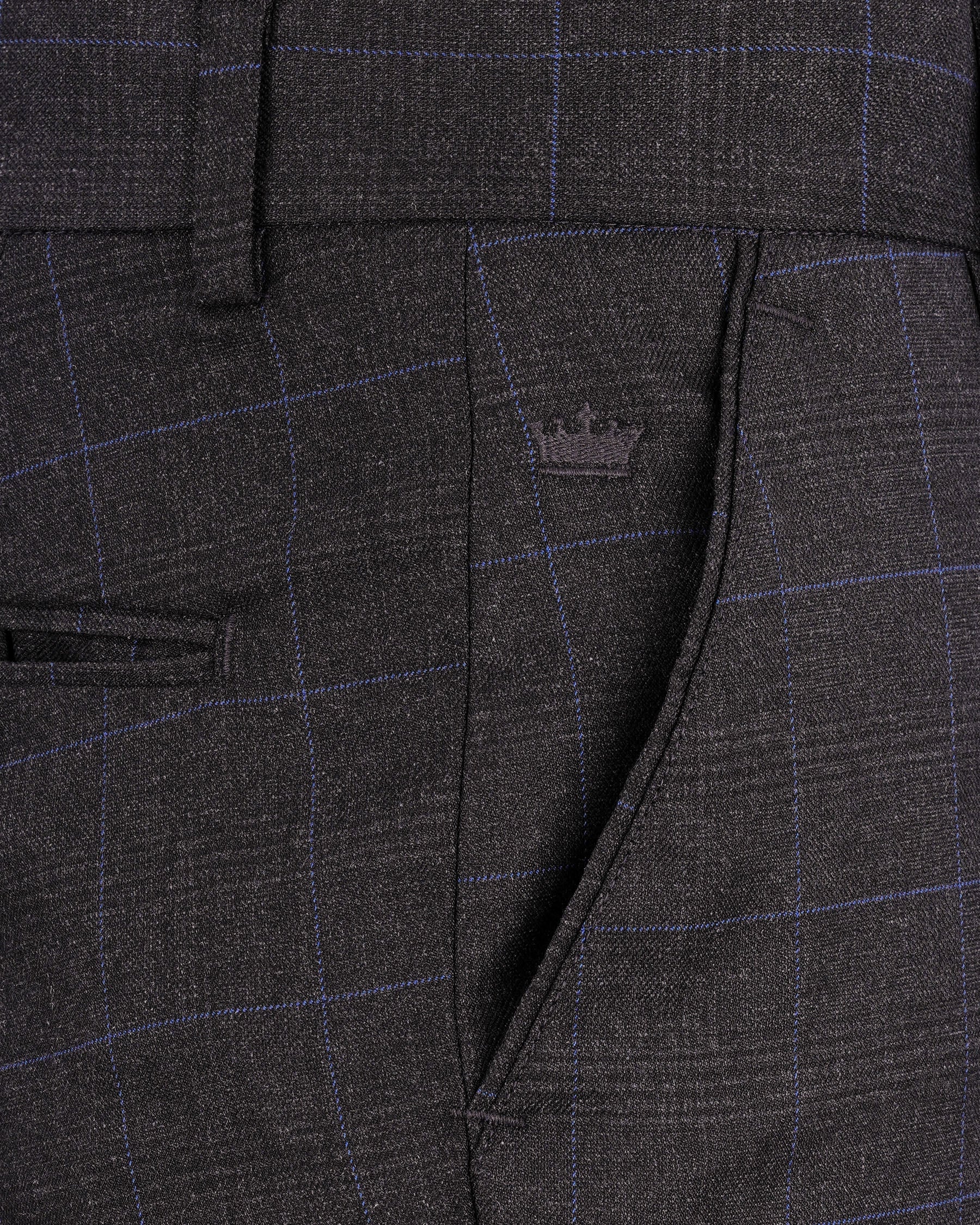 Eclipse Gray Windowpane Cross Placket Bandhgala Suit