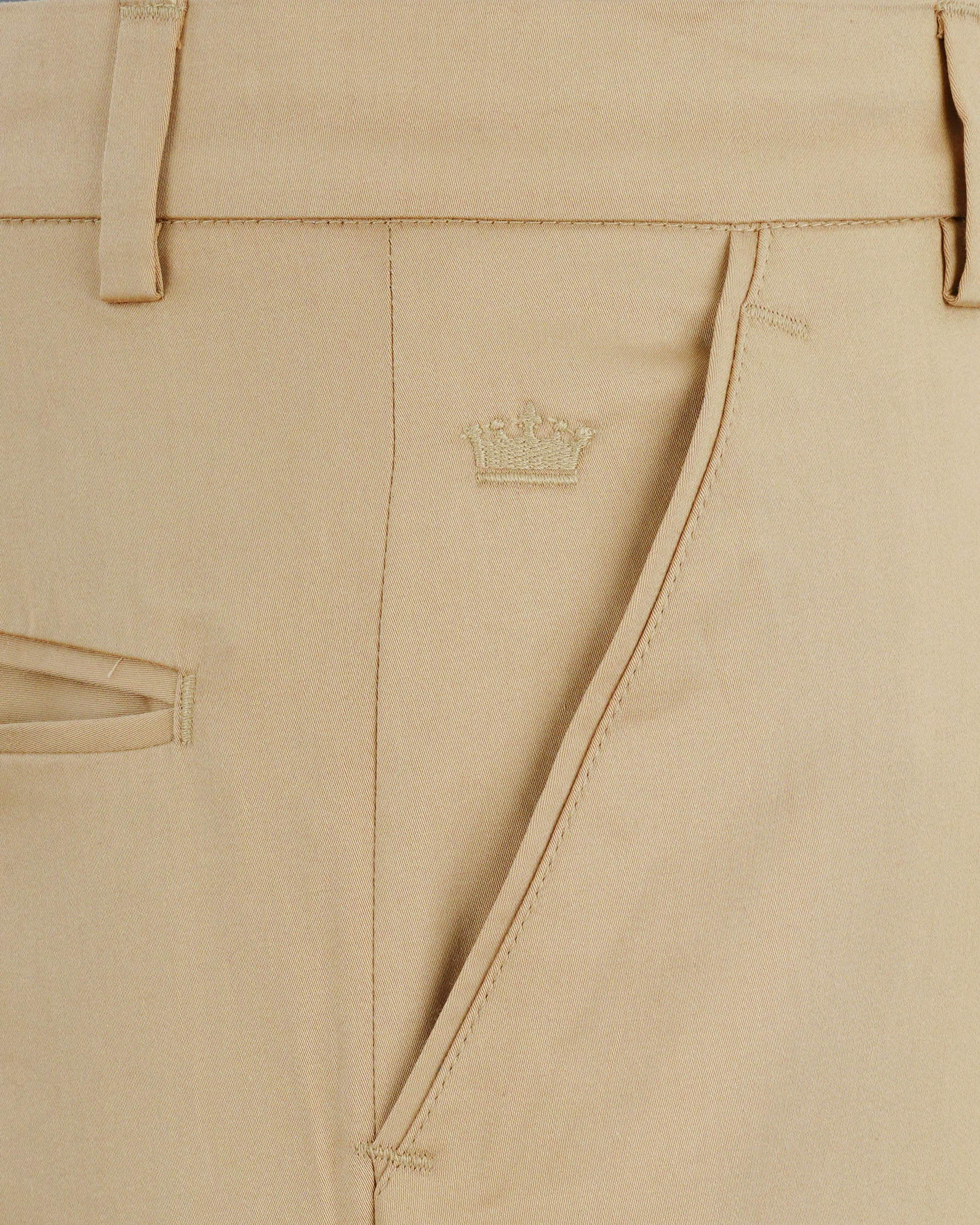 Fawn Beige Cross Placket Premium Cotton Designer Suit