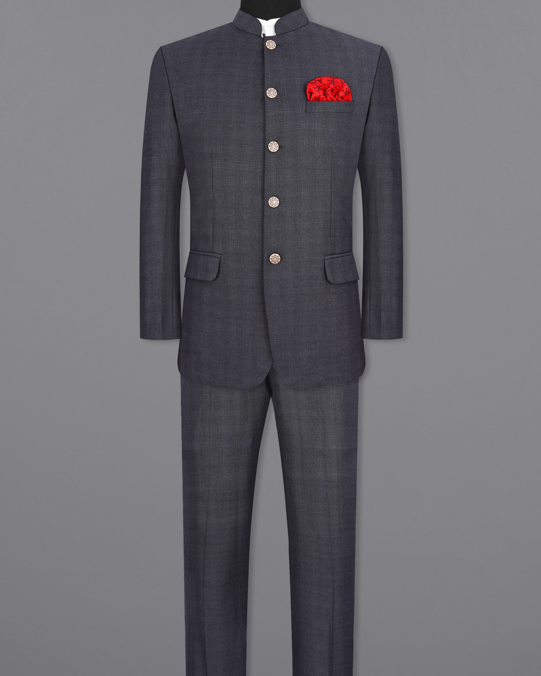 Tuna Gray Bandhgala Suit