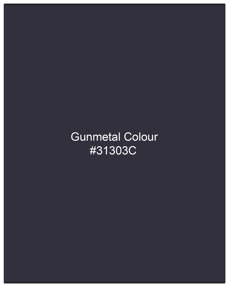 Gunmetal Blue Cross Placket Bandhgala Suit