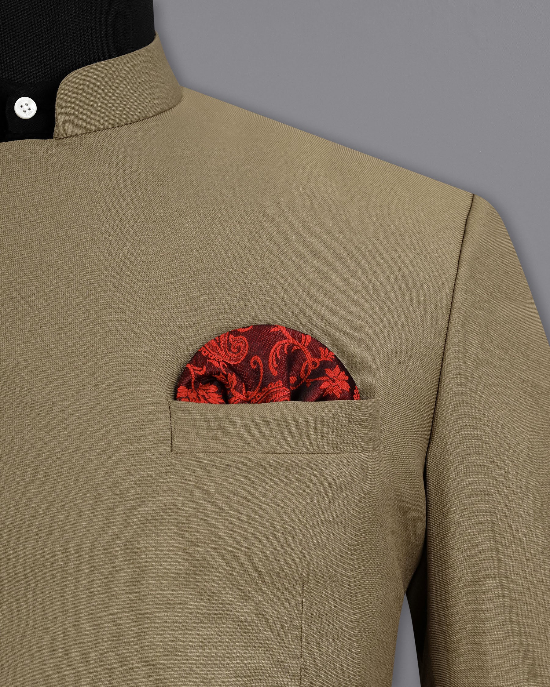 Shadow Brown Cross Placket Bandhgala Suit