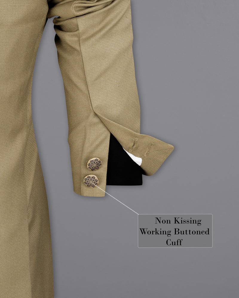 Sandrift Beige Cross Placket Bandhgala Suit