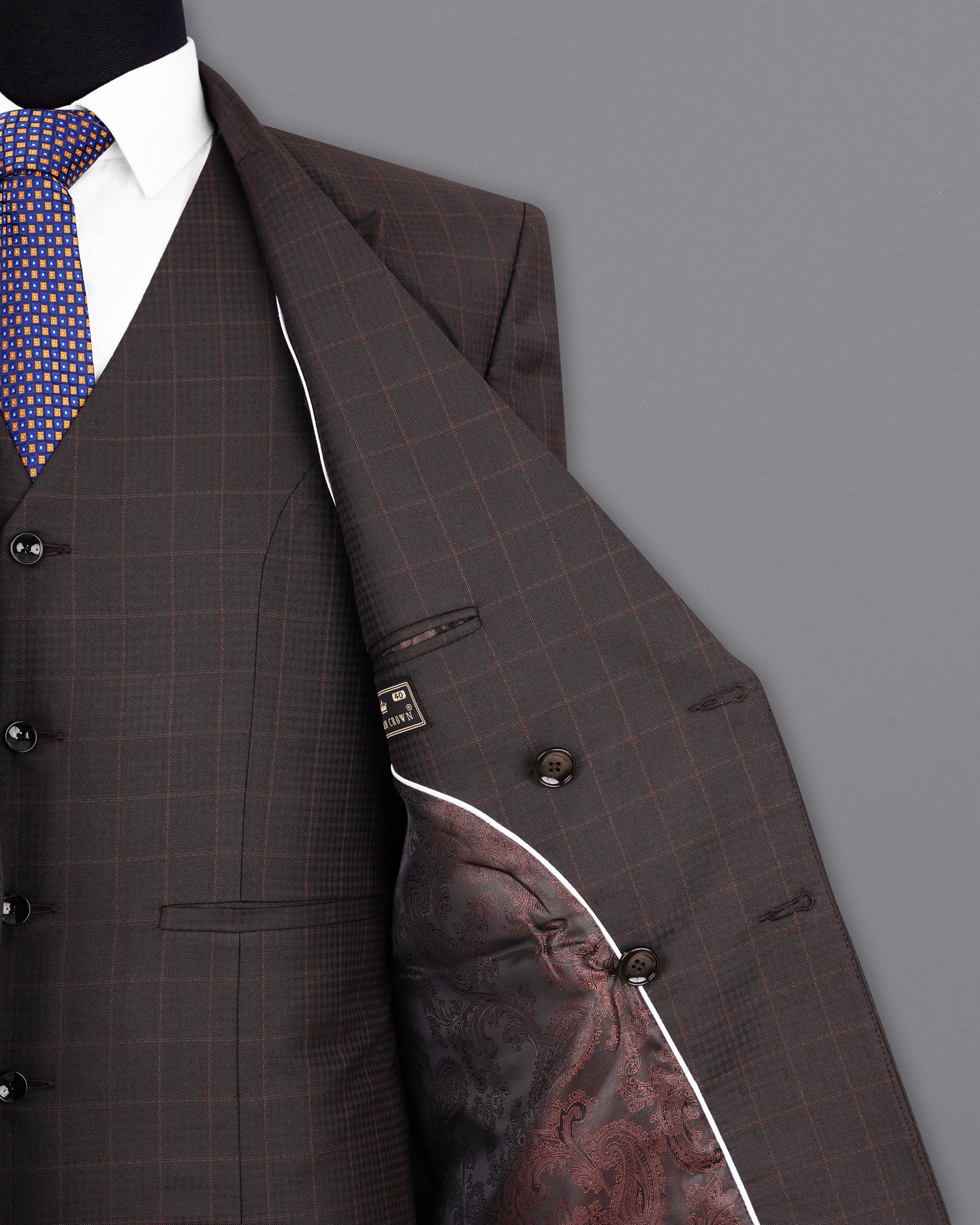 Thunder Brown Subtle Checkered Double Breasted Suit