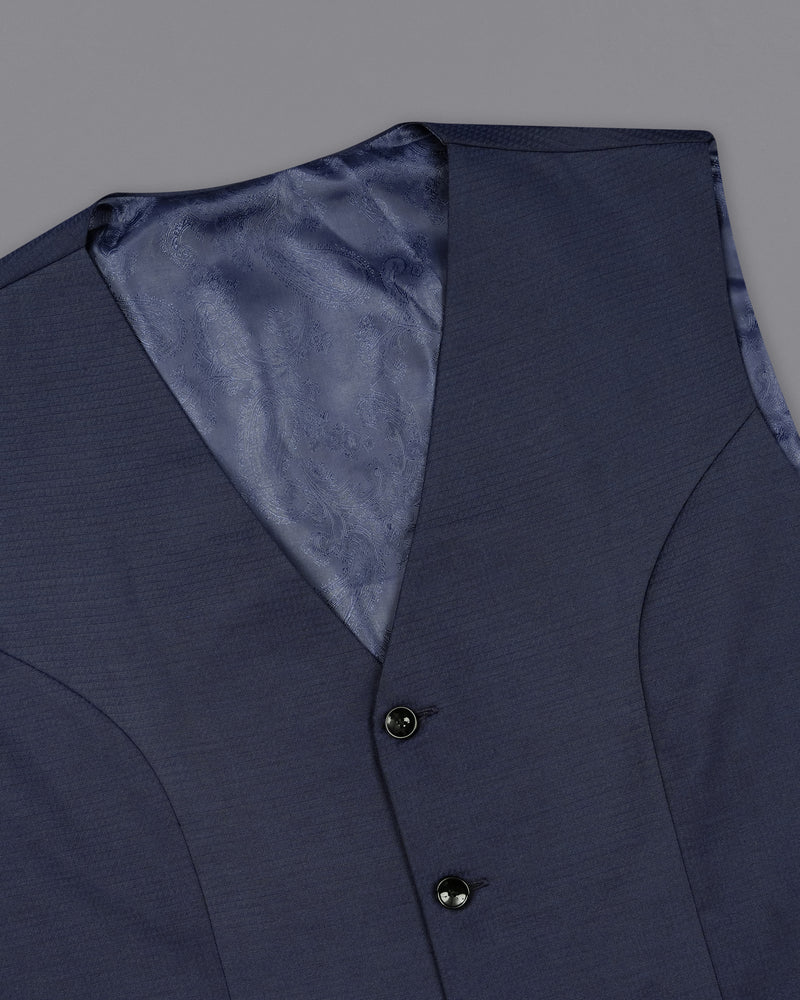 Tuna Navy Blue Micro Triangle Textured Double Breasted Suit