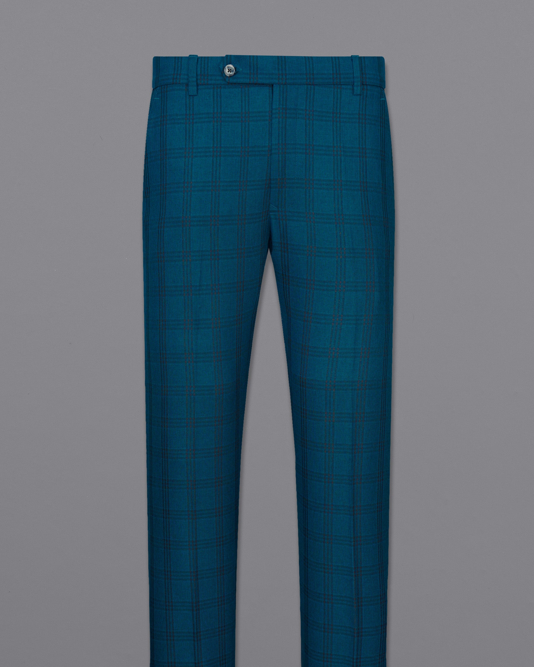 Sapphire Blue With Black Plaid Double Breasted Suit