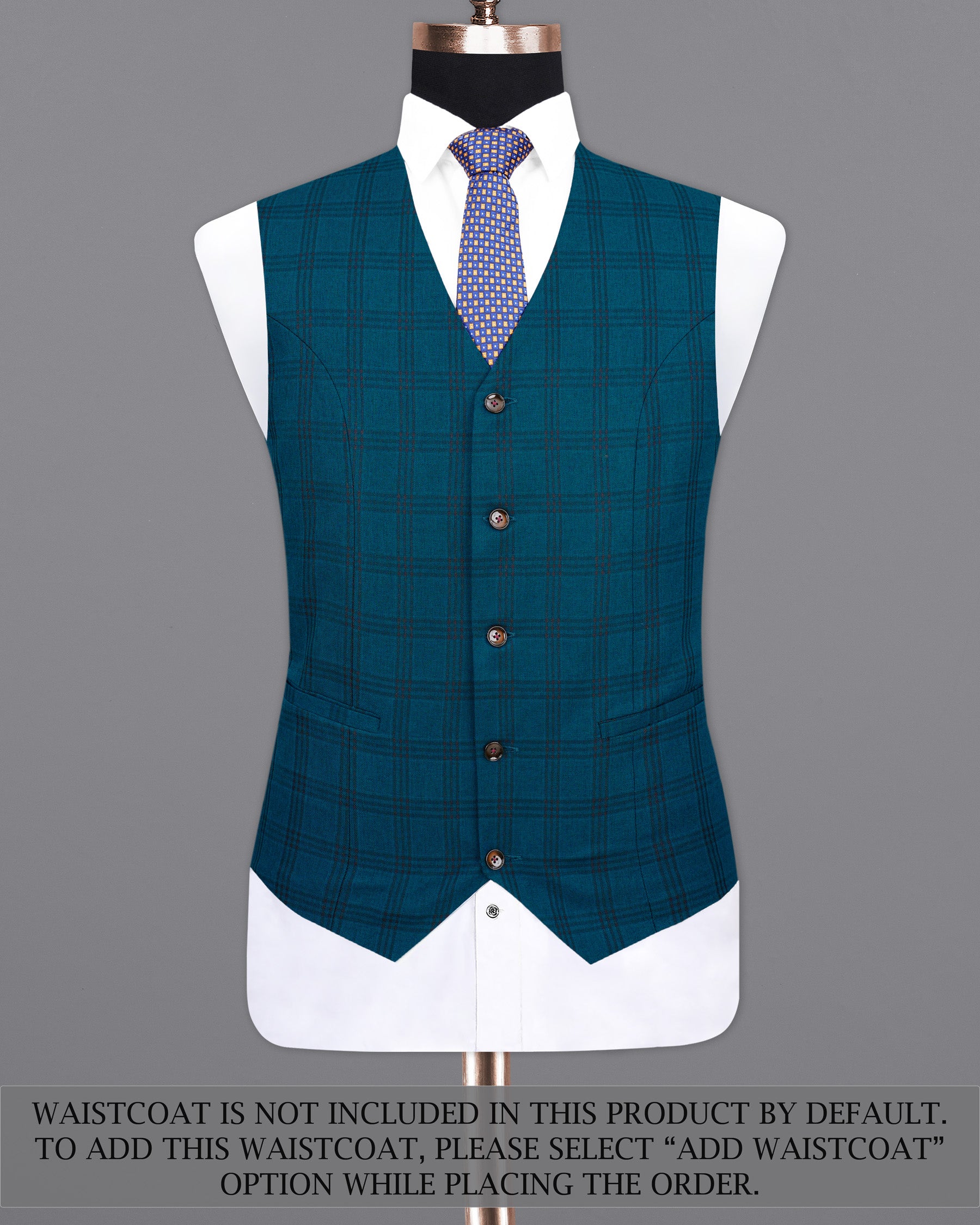 Sapphire Blue With Black Plaid Double Breasted Suit