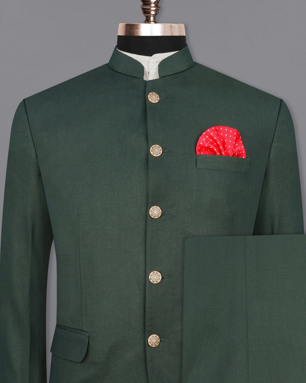 Mine Shaft Green Bandhgala Suit
