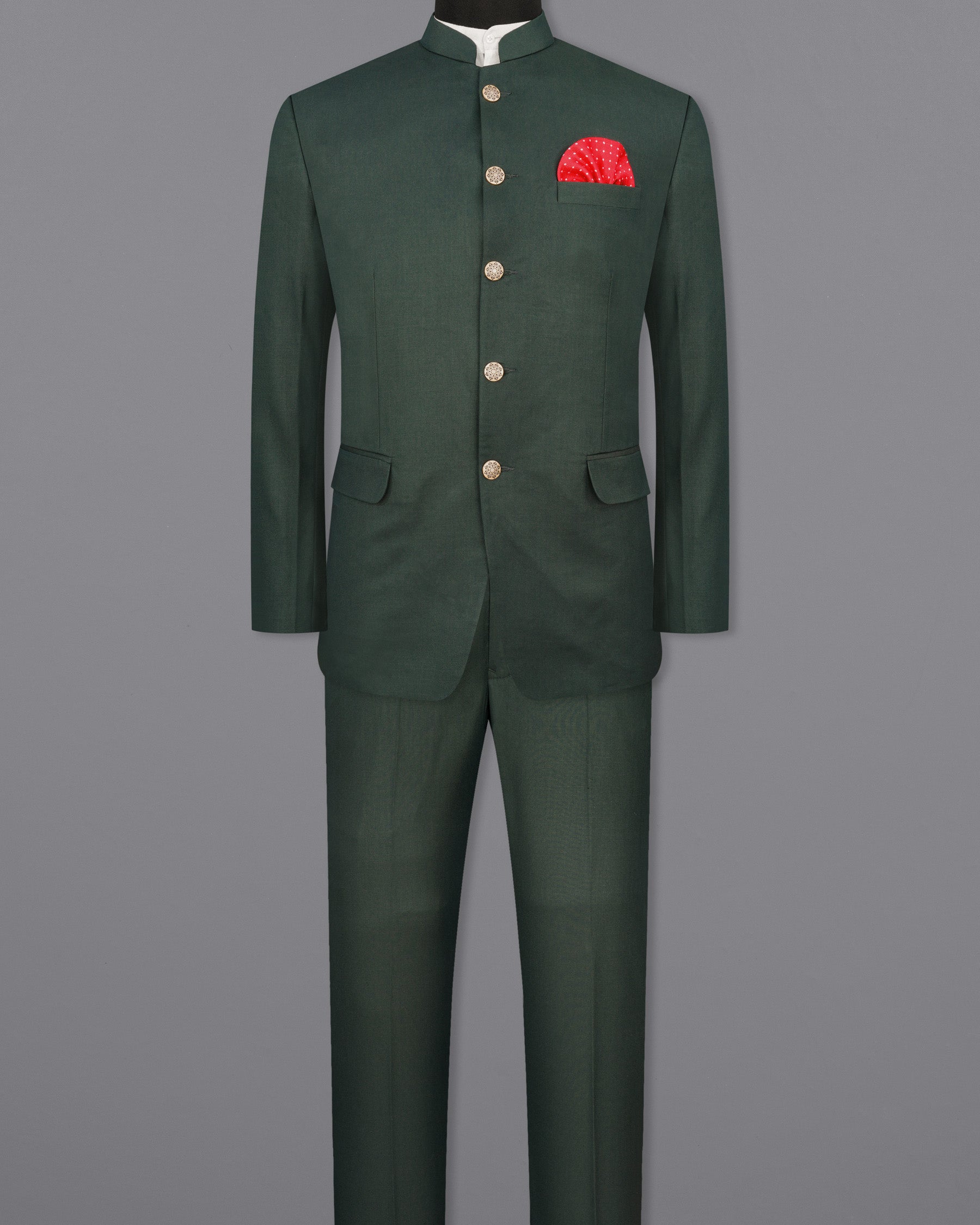 Mine Shaft Green Bandhgala Suit