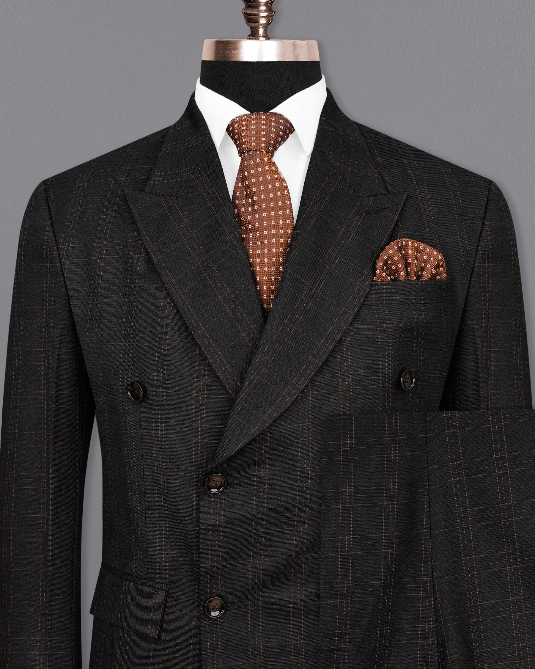 Jaguar Black Plaid Double Breasted Suit