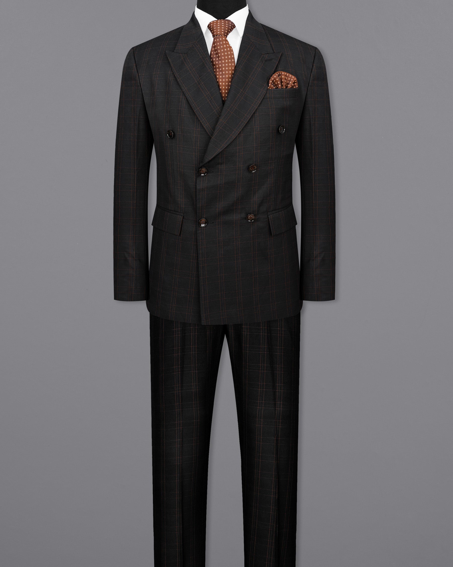 Jaguar Black Plaid Double Breasted Suit