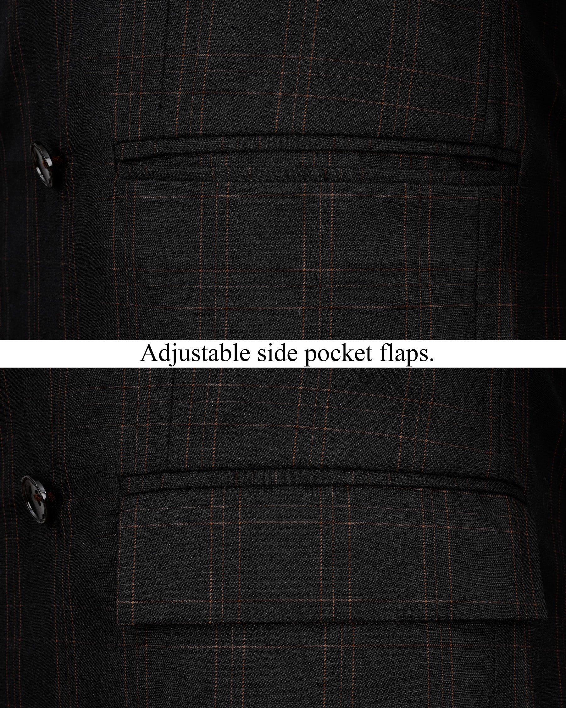 Jaguar Black Plaid Double Breasted Suit