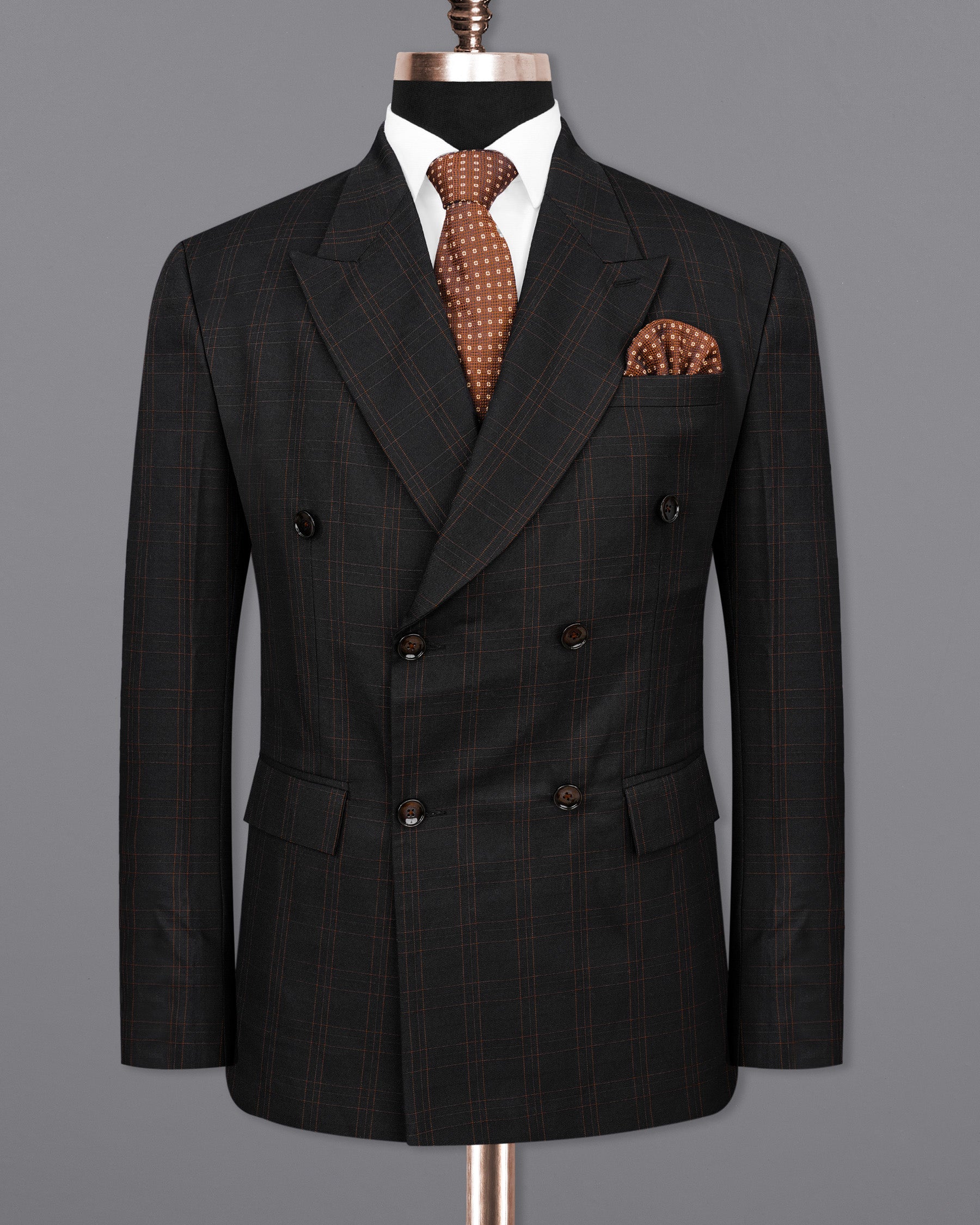 Jaguar Black Plaid Double Breasted Suit