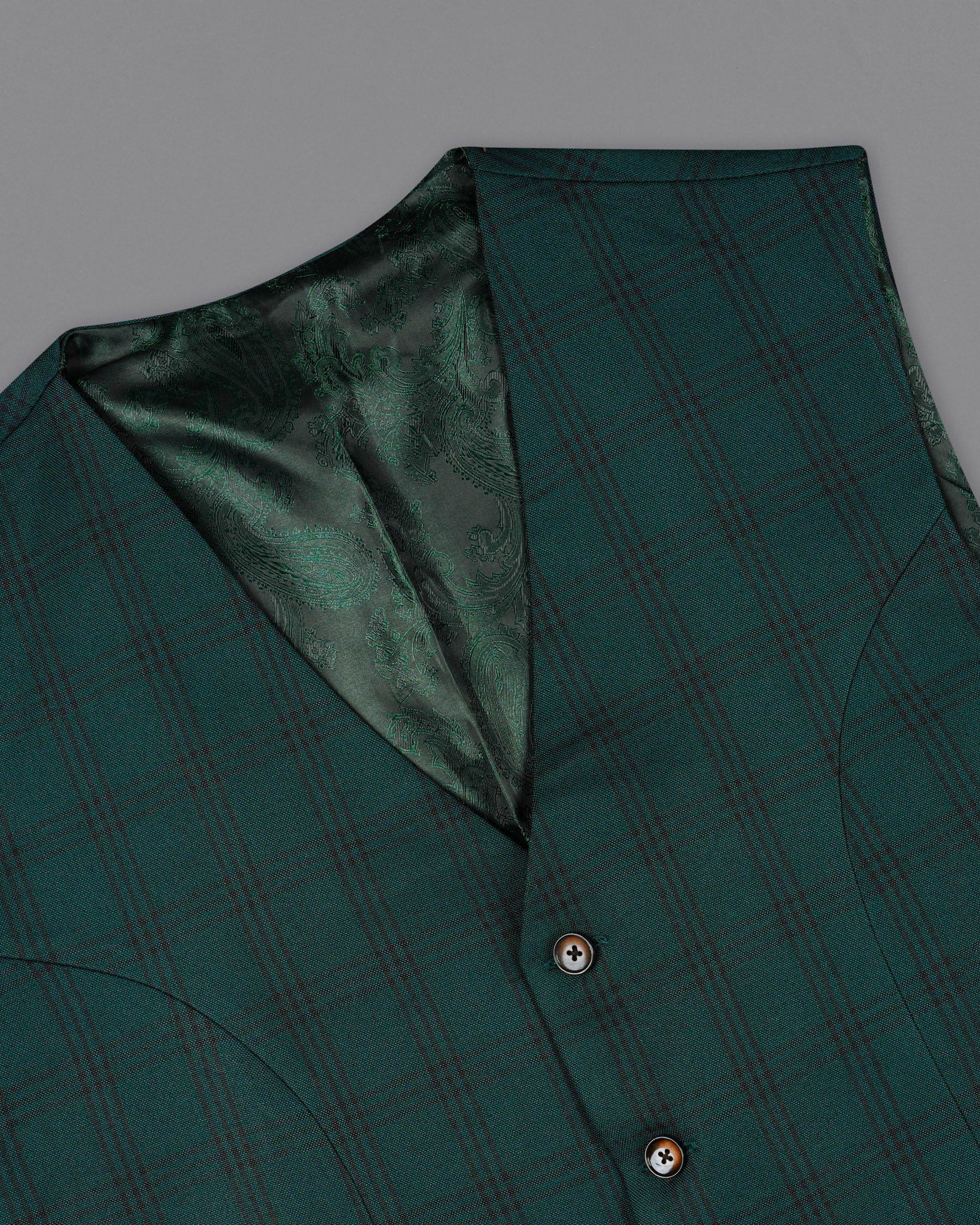 Timber Dark Green With Black Plaid Double Breasted Suit