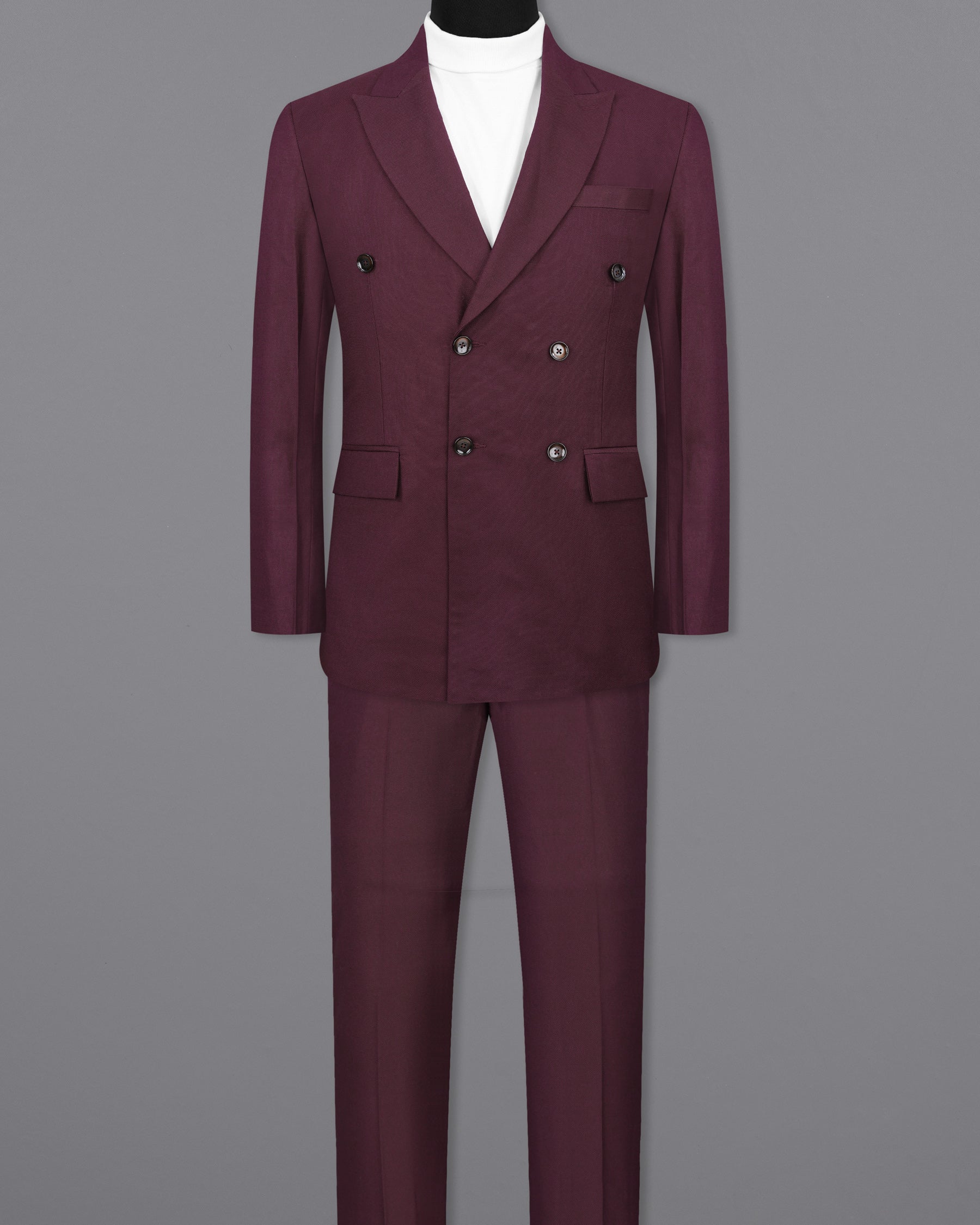 Cocoa Bean Maroon Double Breasted Suit