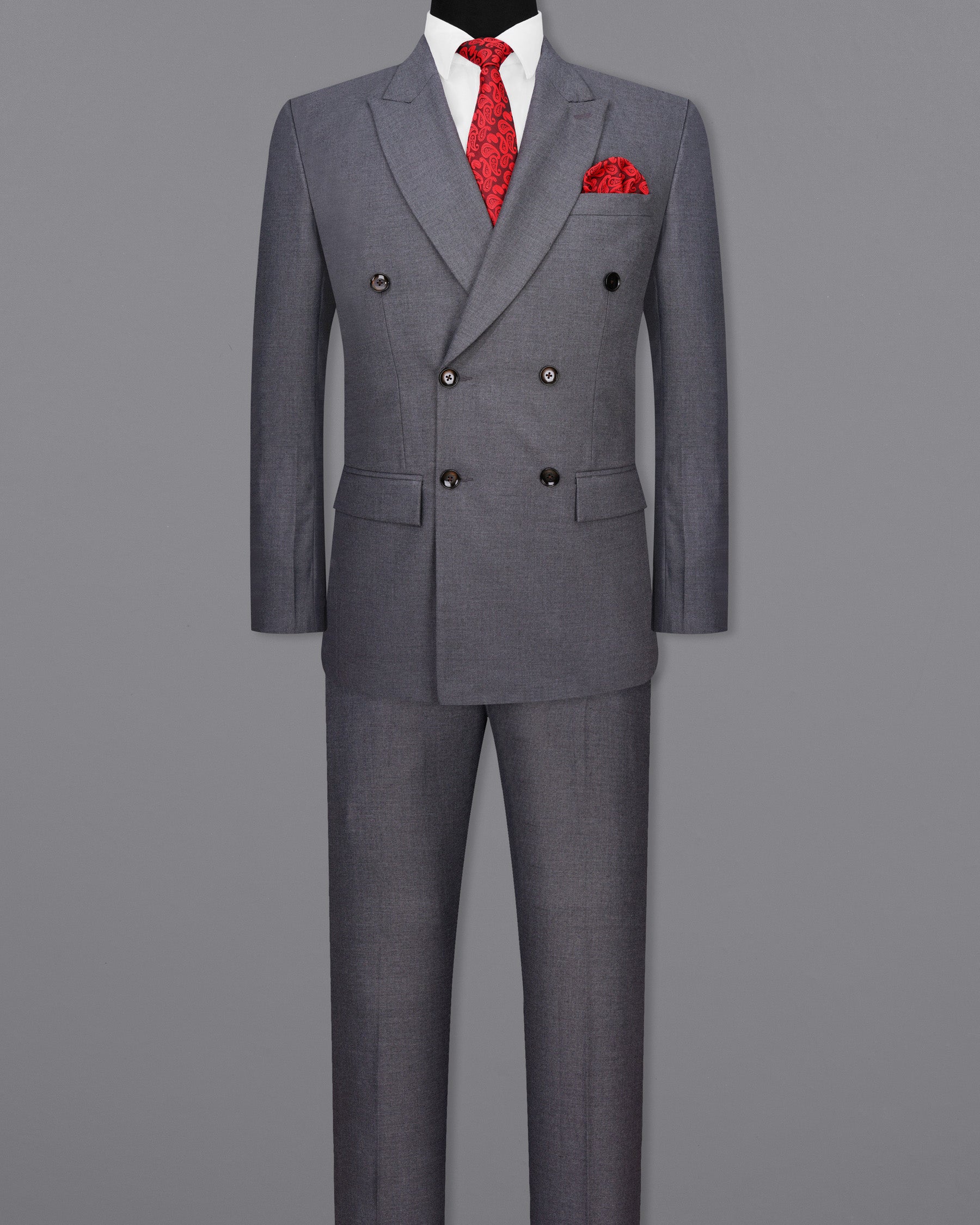 Vampire Light Gray Double Breasted Suit